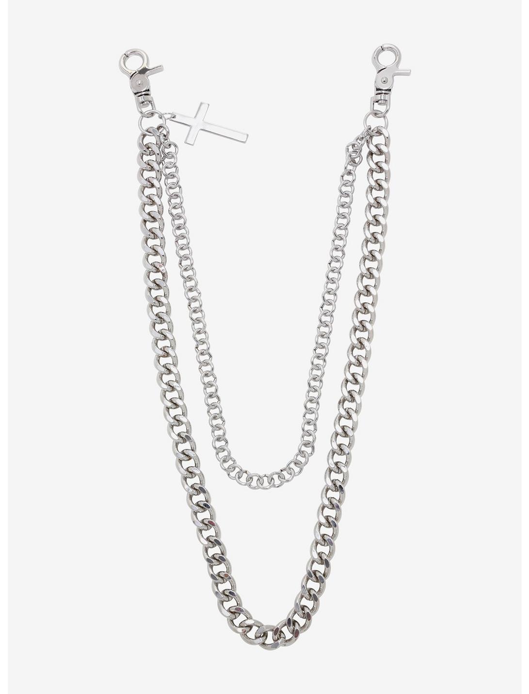 Silver 18 Inch & 24 Inch Cross Wallet Chain, , hi-res