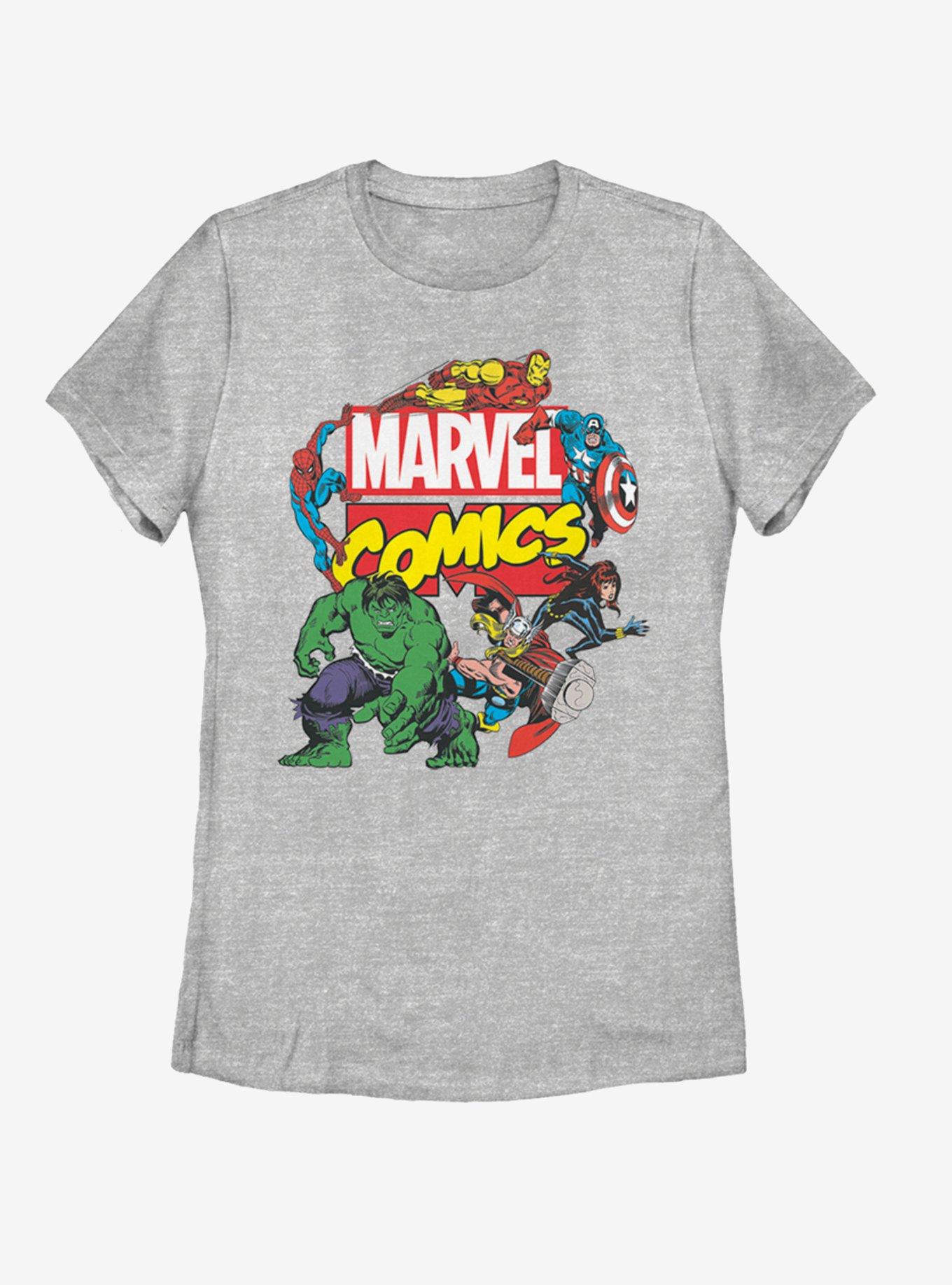 Marvel Avengers Classic Comics Logo Womens T-Shirt, ATH HTR, hi-res
