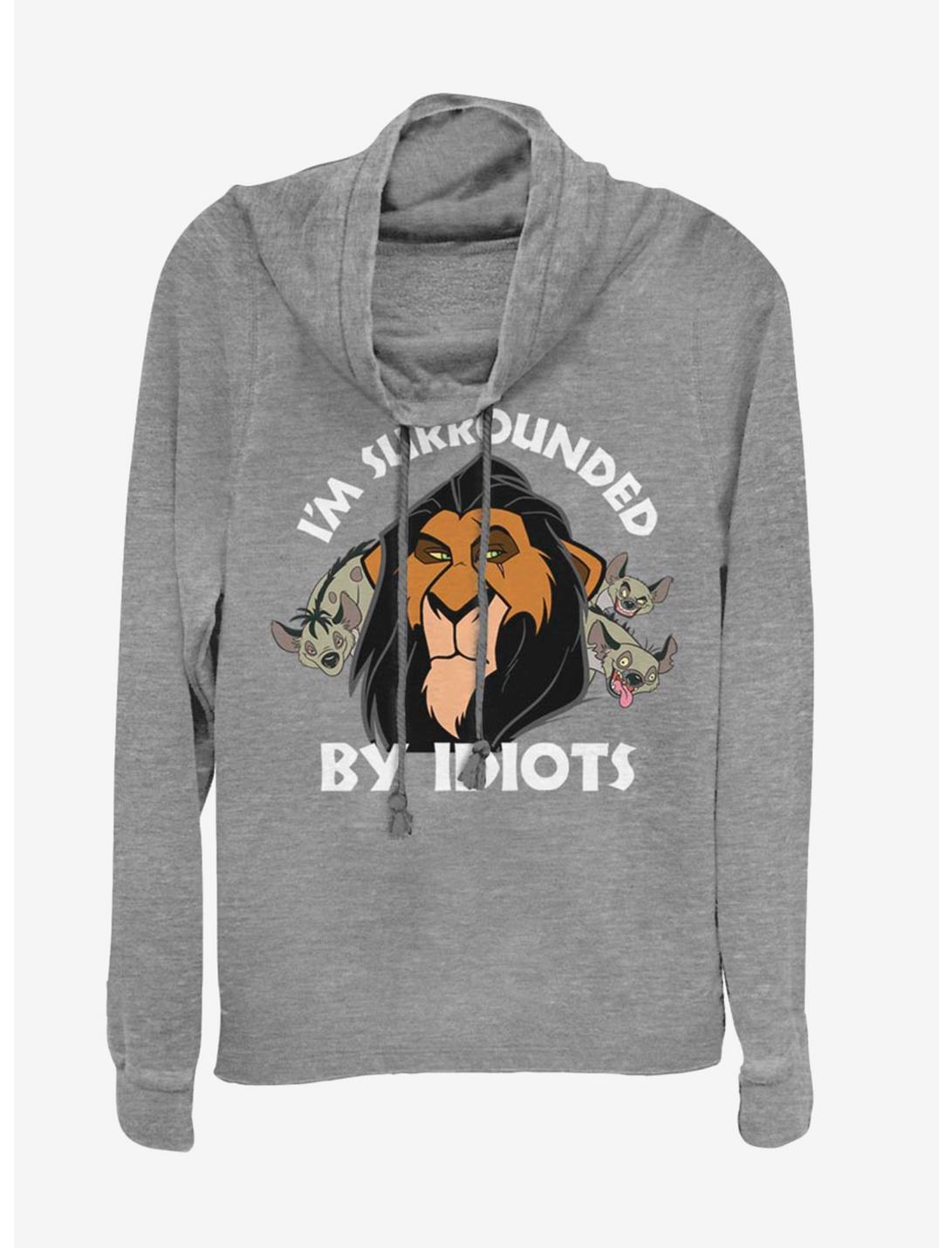 Disney The Lion King Surly Scar Cowlneck Long-Sleeve Womens Top , GRAY HTR, hi-res