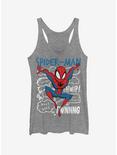 Marvel Spider-Man Spidey Doodle Thoughts Womens Tank Top, GRAY HTR, hi-res