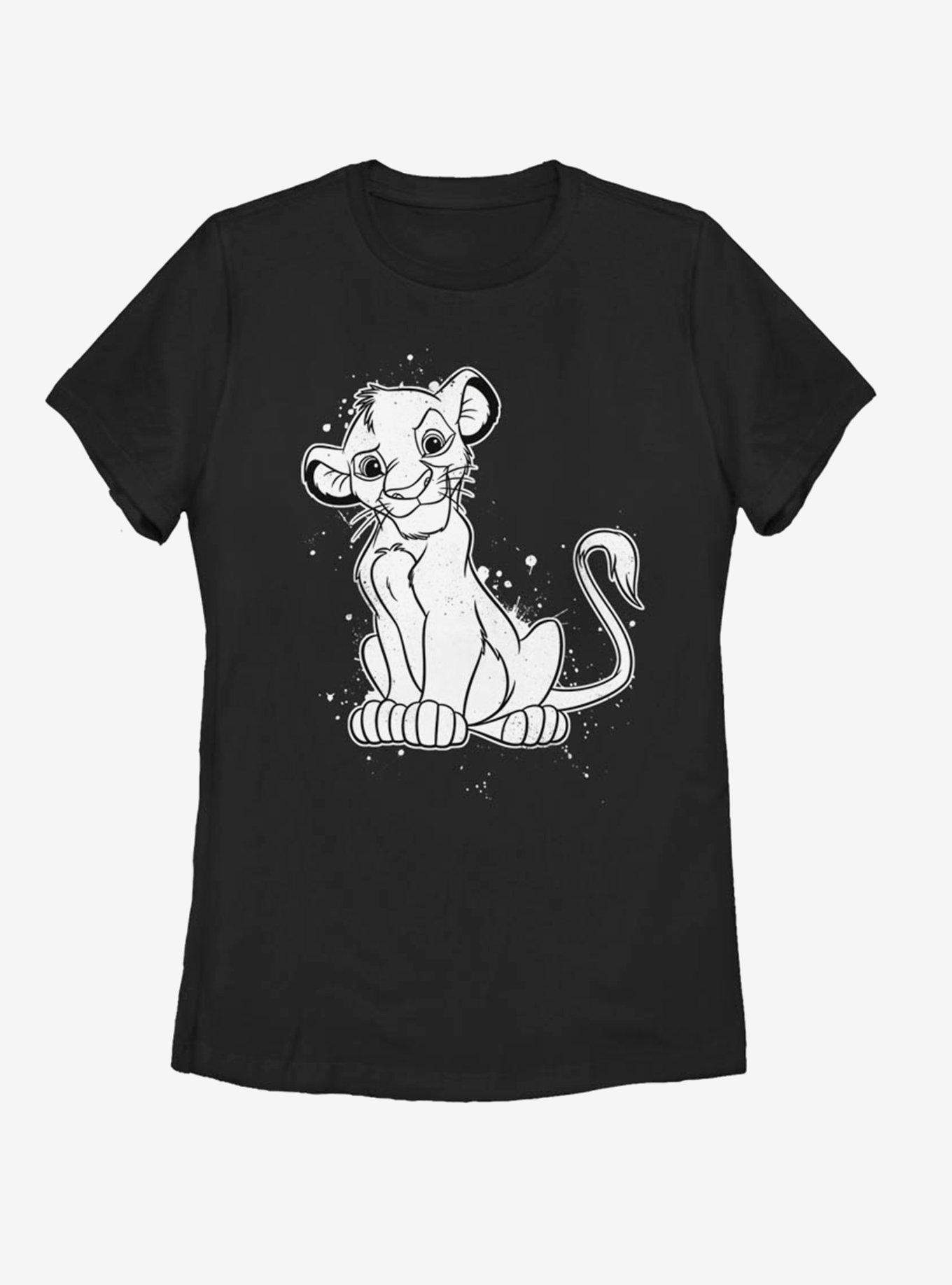 Disney The Lion King Simba Splatter Womens T-Shirt - BLACK | BoxLunch