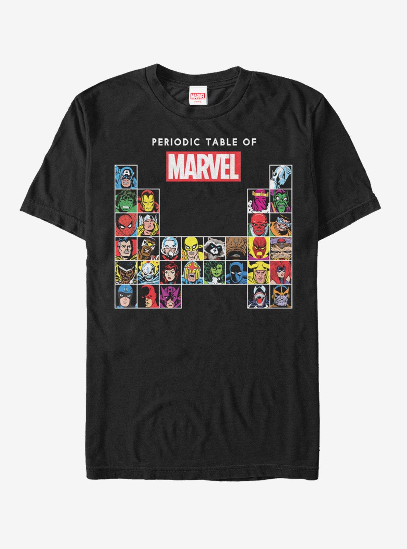 Marvel Periodic Table Outline T-Shirt, BLACK, hi-res