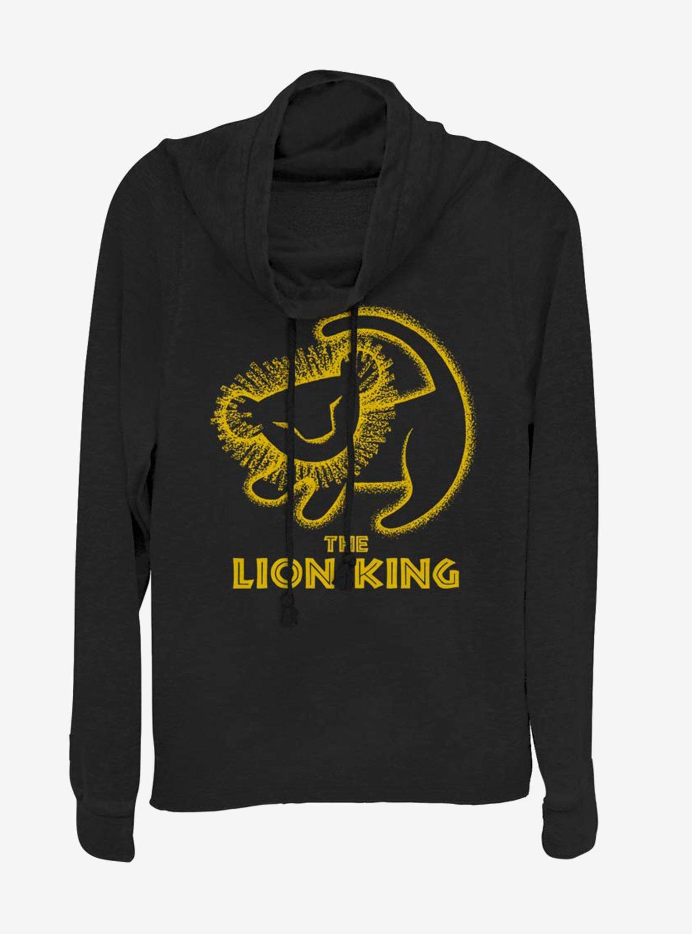 Disney The Lion King Stamp Cowlneck Long-Sleeve Womens Top , BLACK, hi-res