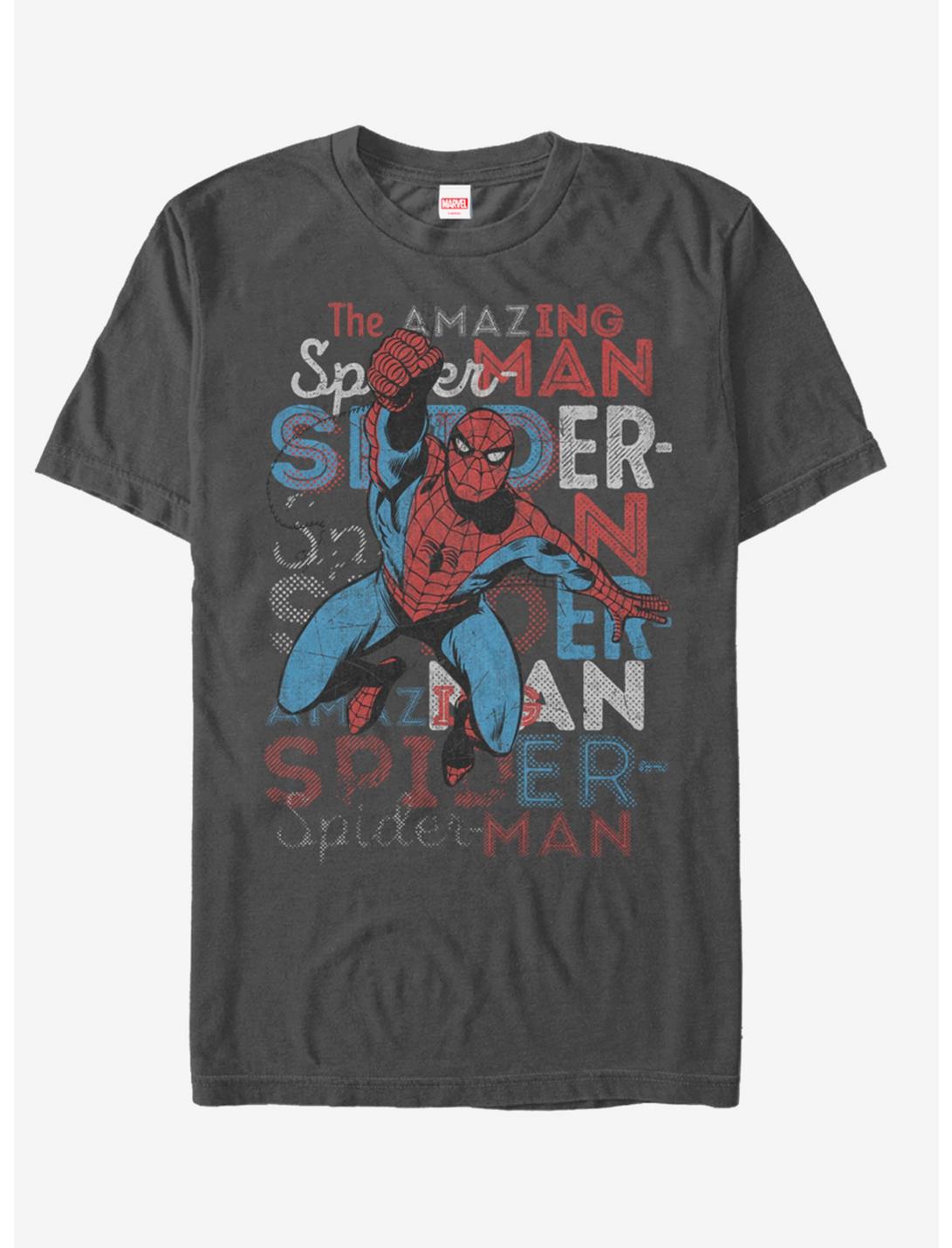 Marvel Spider-Man Script T-Shirt, CHARCOAL, hi-res