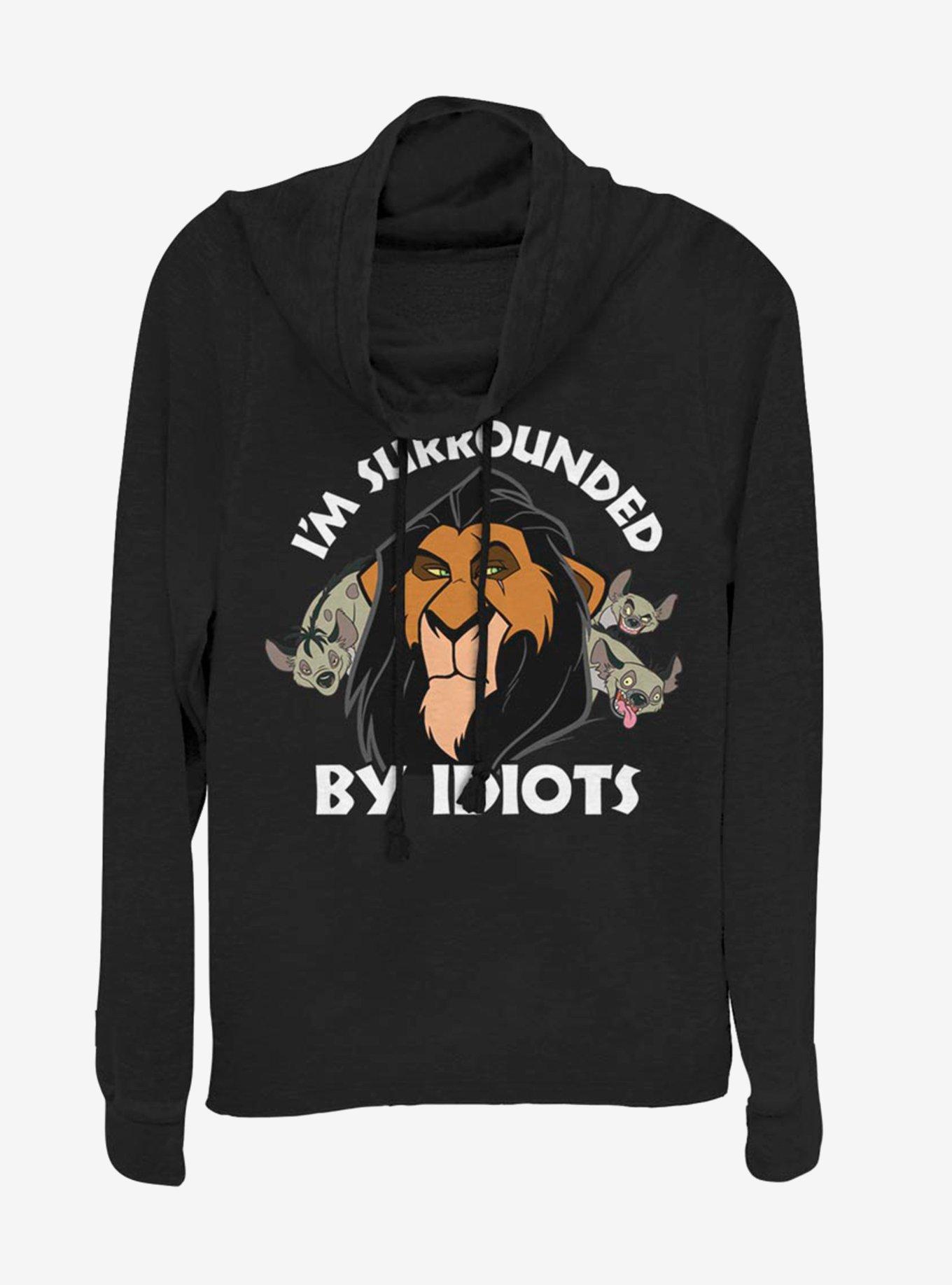 Disney The Lion King Surly Scar Cowlneck Long-Sleeve Womens Top , BLACK, hi-res