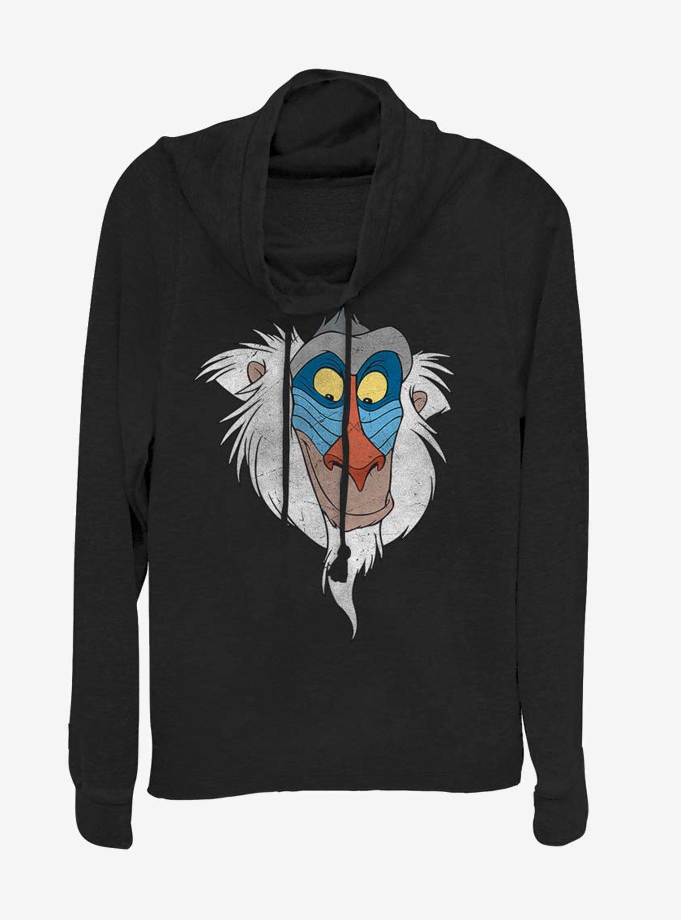 Disney The Lion King Rafiki Face Cowlneck Long-Sleeve Womens Top , BLACK, hi-res