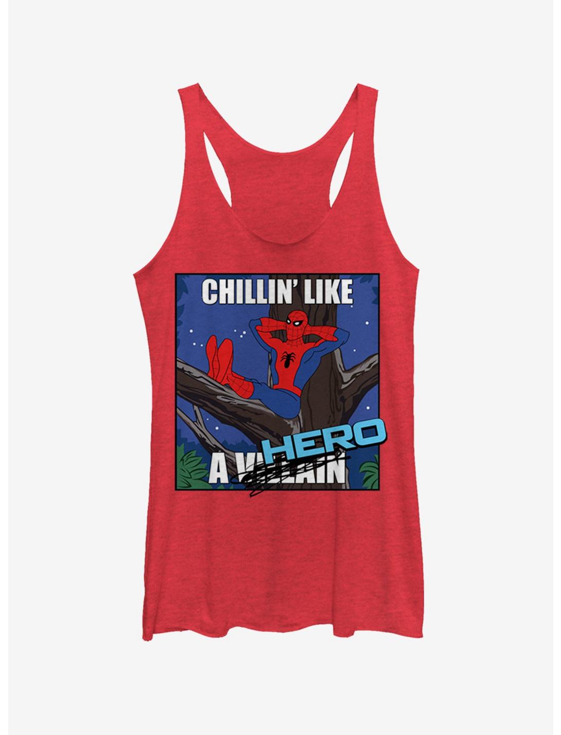 Marvel Spider-Man Chillin Hero Womens Tank Top, RED HTR, hi-res
