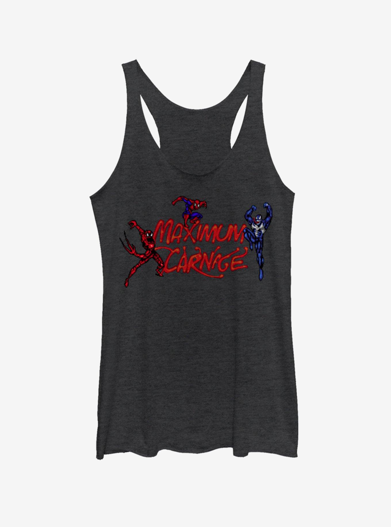 Marvel Spider-Man Maximum Carnage Title Screen Womens Tank Top, BLK HTR, hi-res