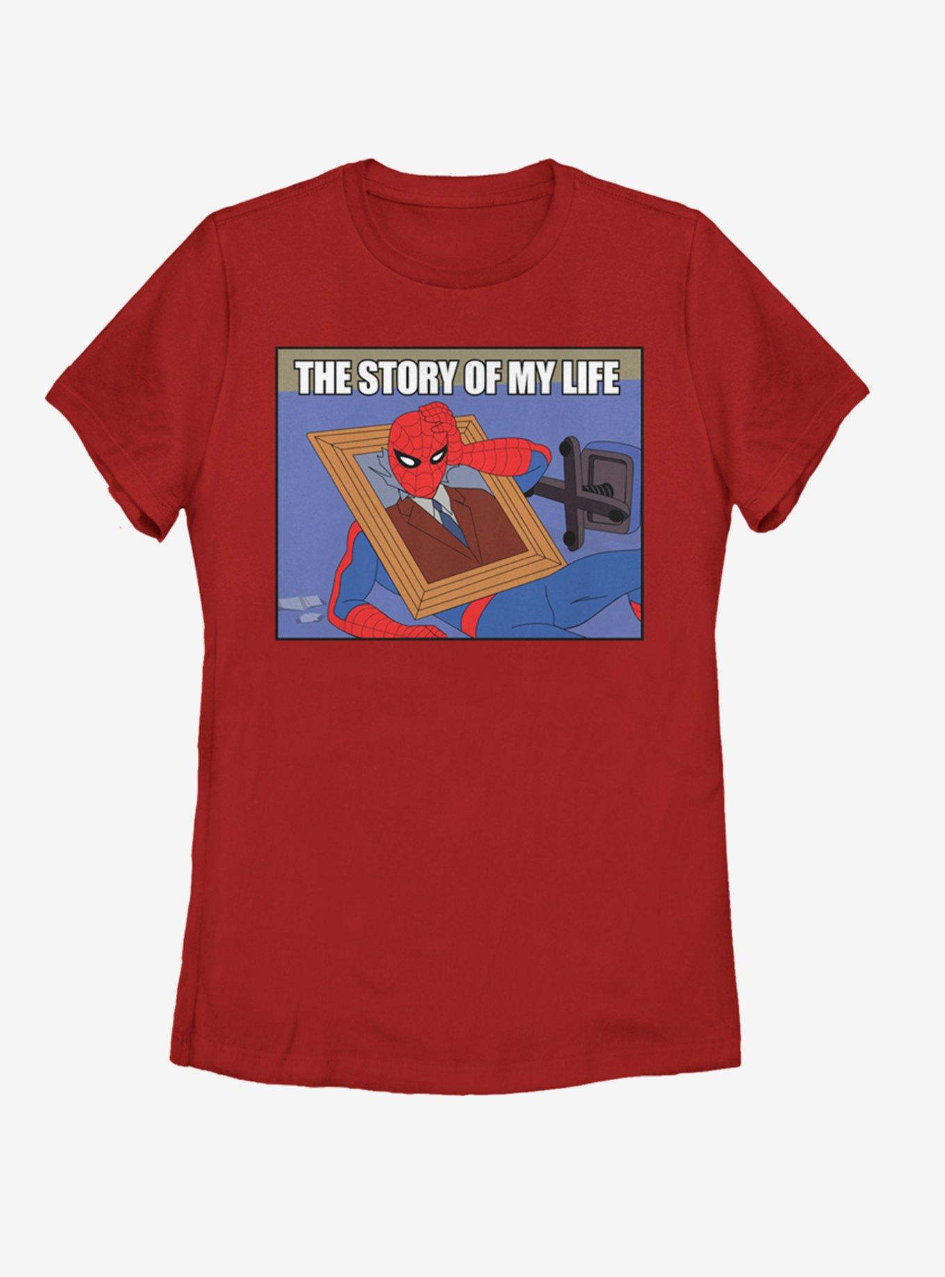 Marvel Spider-Man Life Story Womens T-Shirt, RED, hi-res