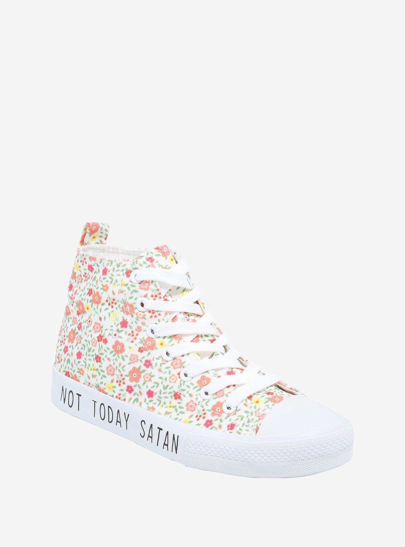 Not Today Satan Floral Hi-Top Sneakers, MULTI, hi-res