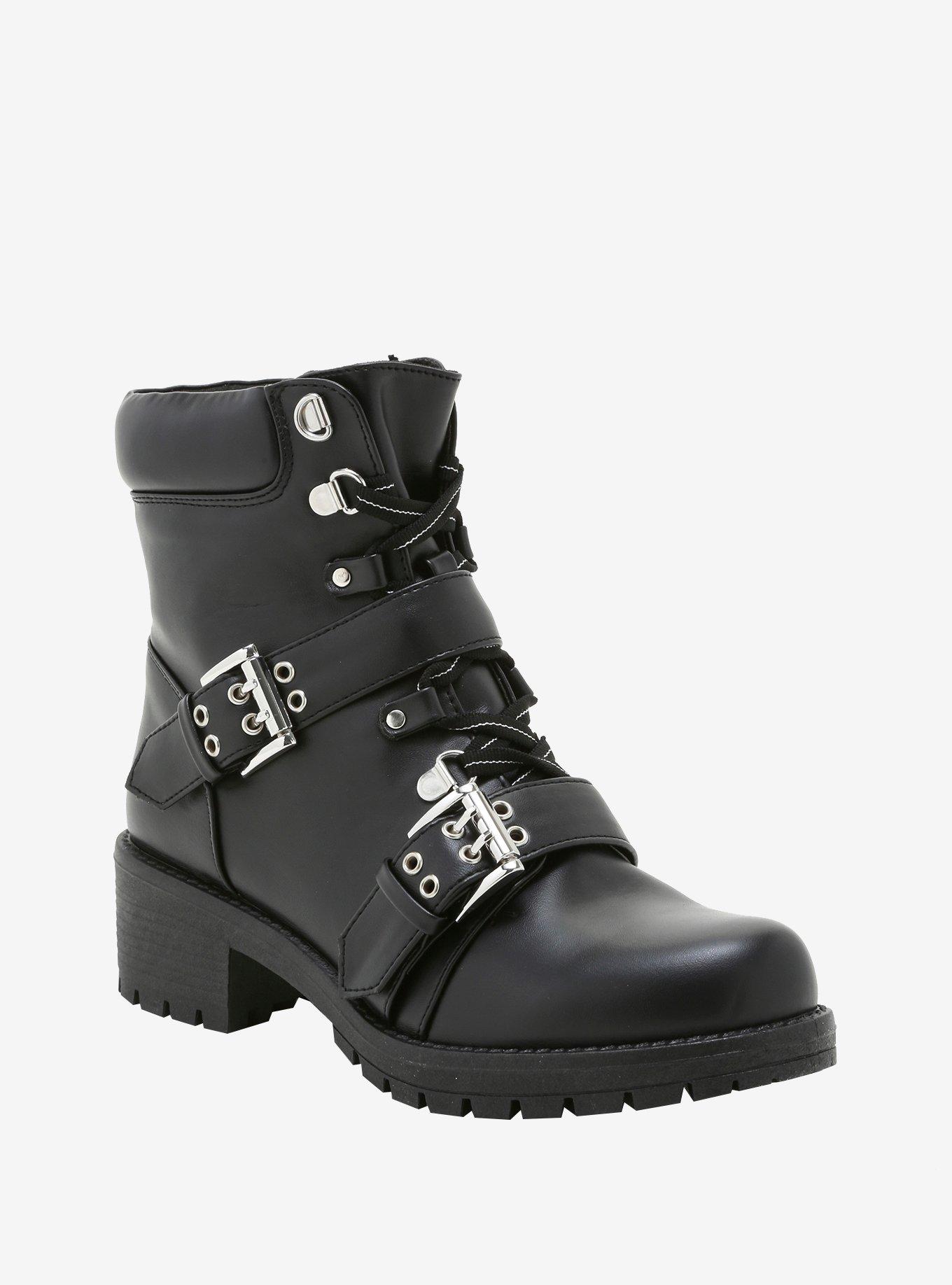 Hardcore Double Buckle Combat Boots, MULTI, hi-res