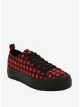 Red & Black Plaid Canvas Platform Sneakers, MULTI, hi-res