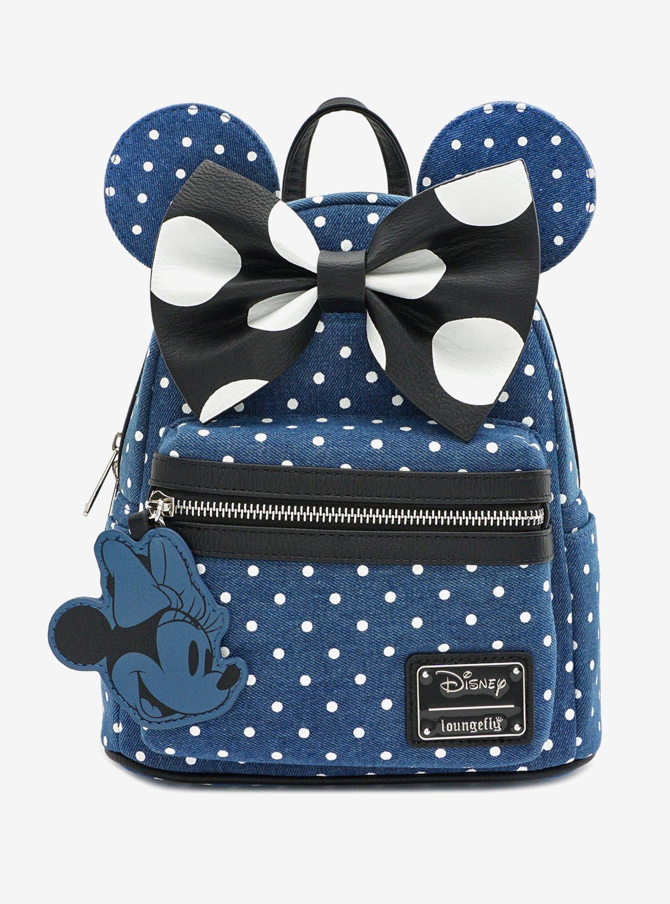 Disney, Accessories, Minnie Mouse Denim Zipup Backpack