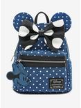 Loungefly Disney Minnie Mouse Denim Polka Dot Mini Backpack, , hi-res