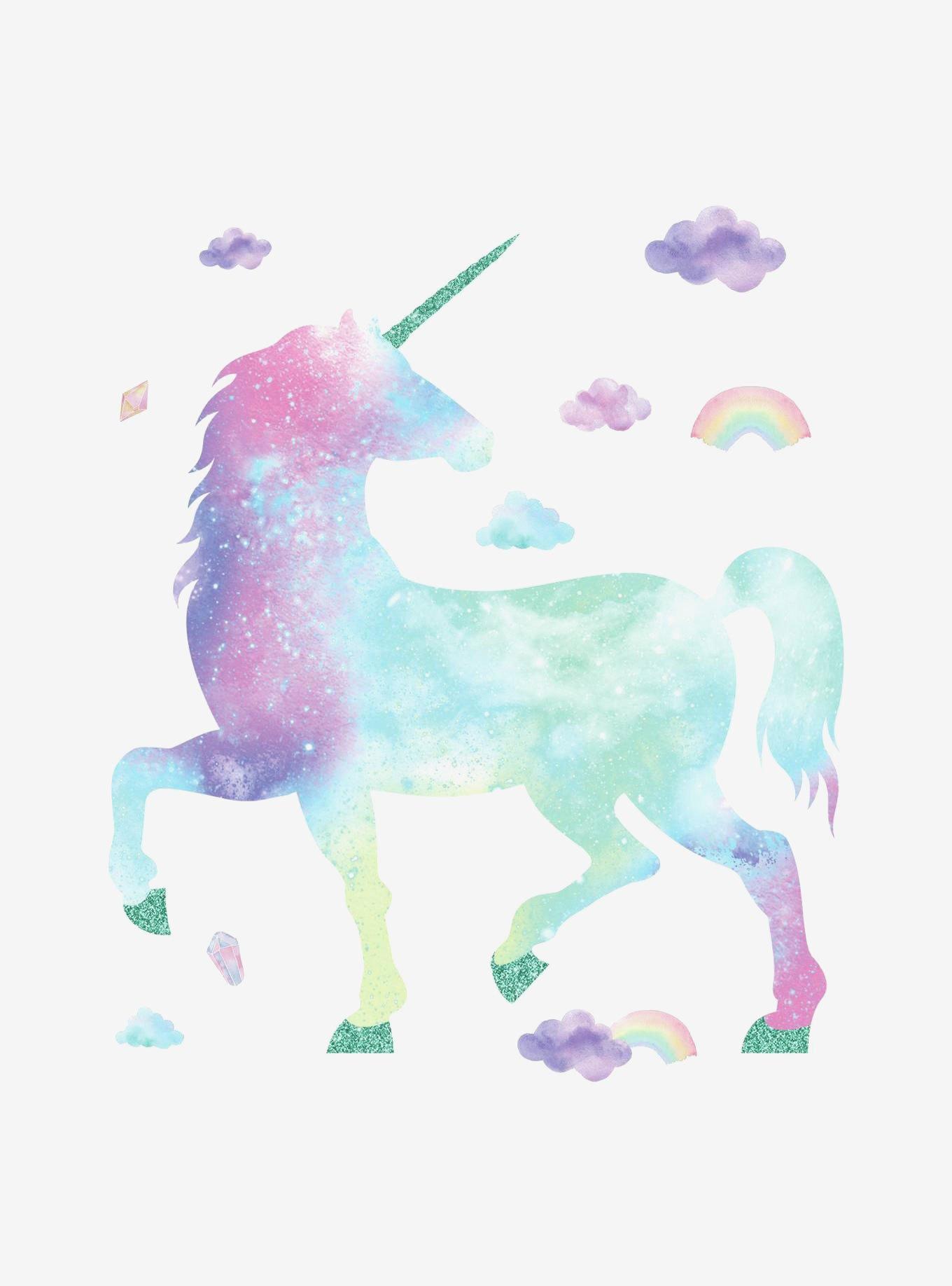 Galaxy Unicorn Peel And Stick Giant Wall Decal With Glitter | Hot Topic