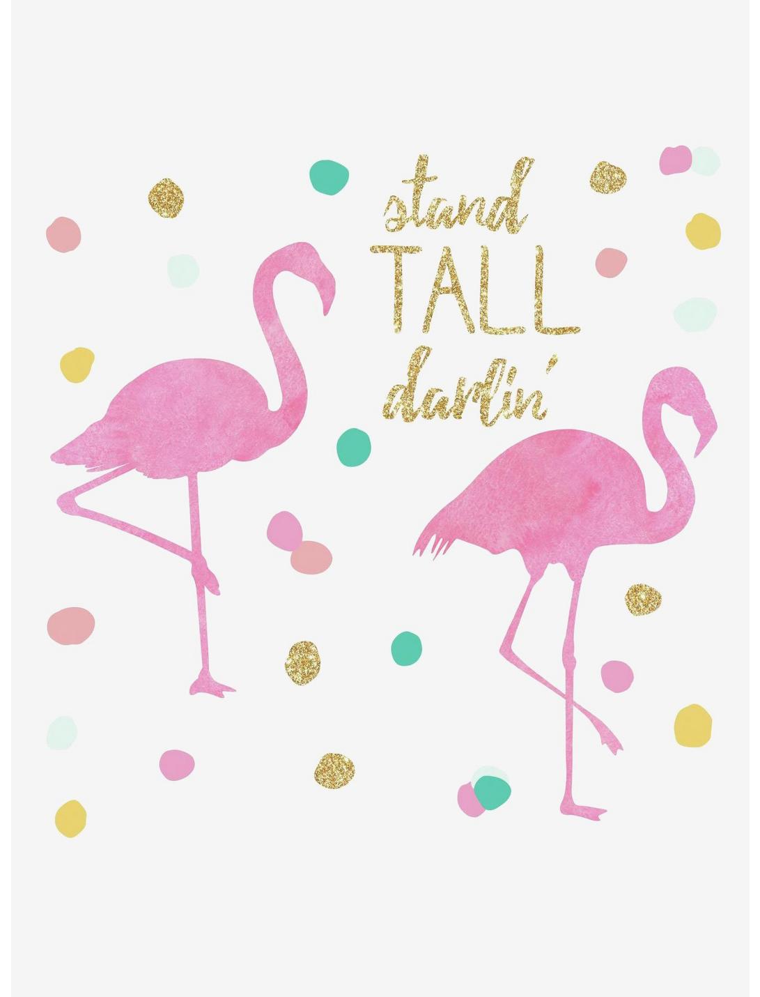 Stand Tall Flamingo Peel And Stick Wall Decals With Glitter, , hi-res