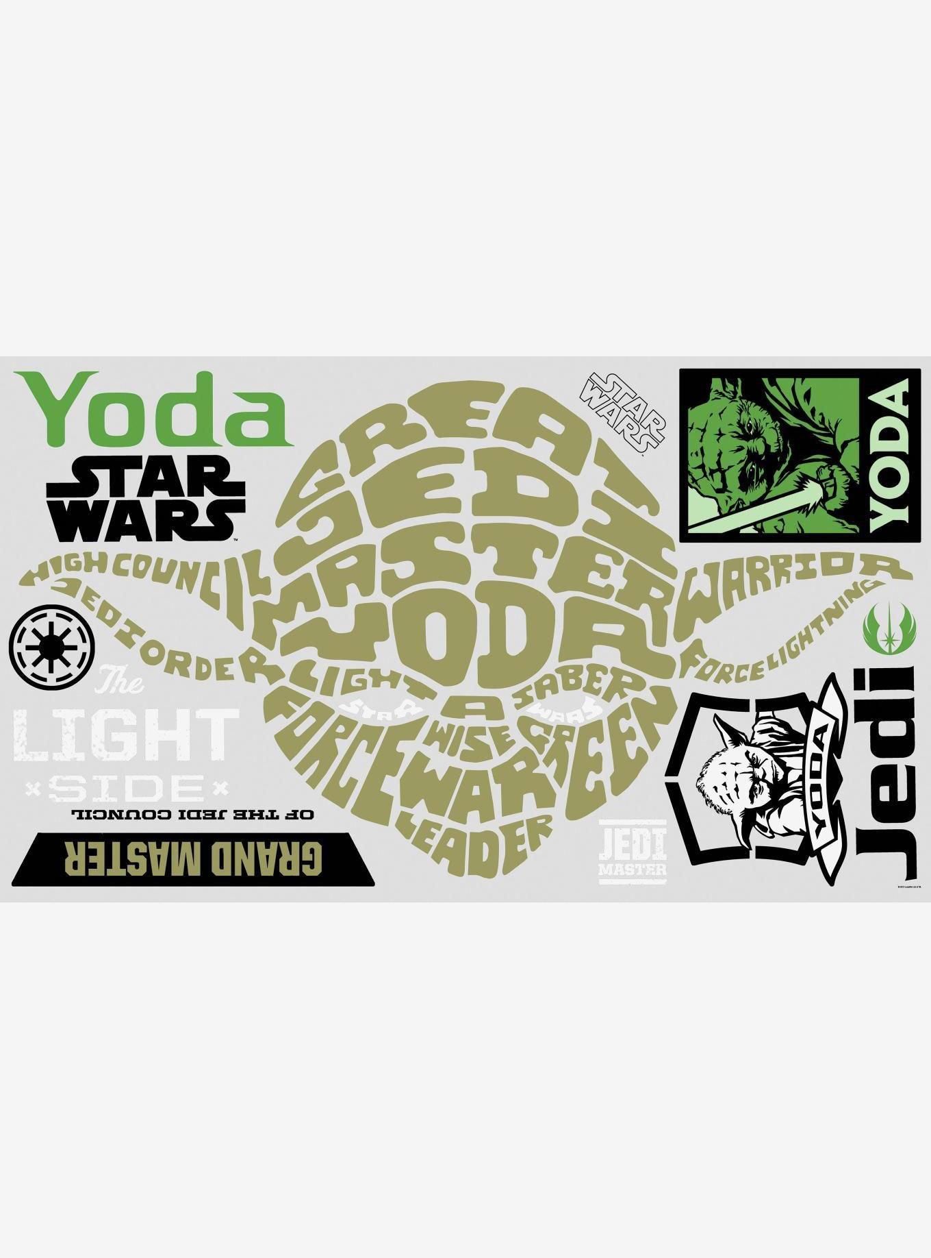 Star Wars Typographic Yoda Peel And Stick Giant Wall Decals, , hi-res