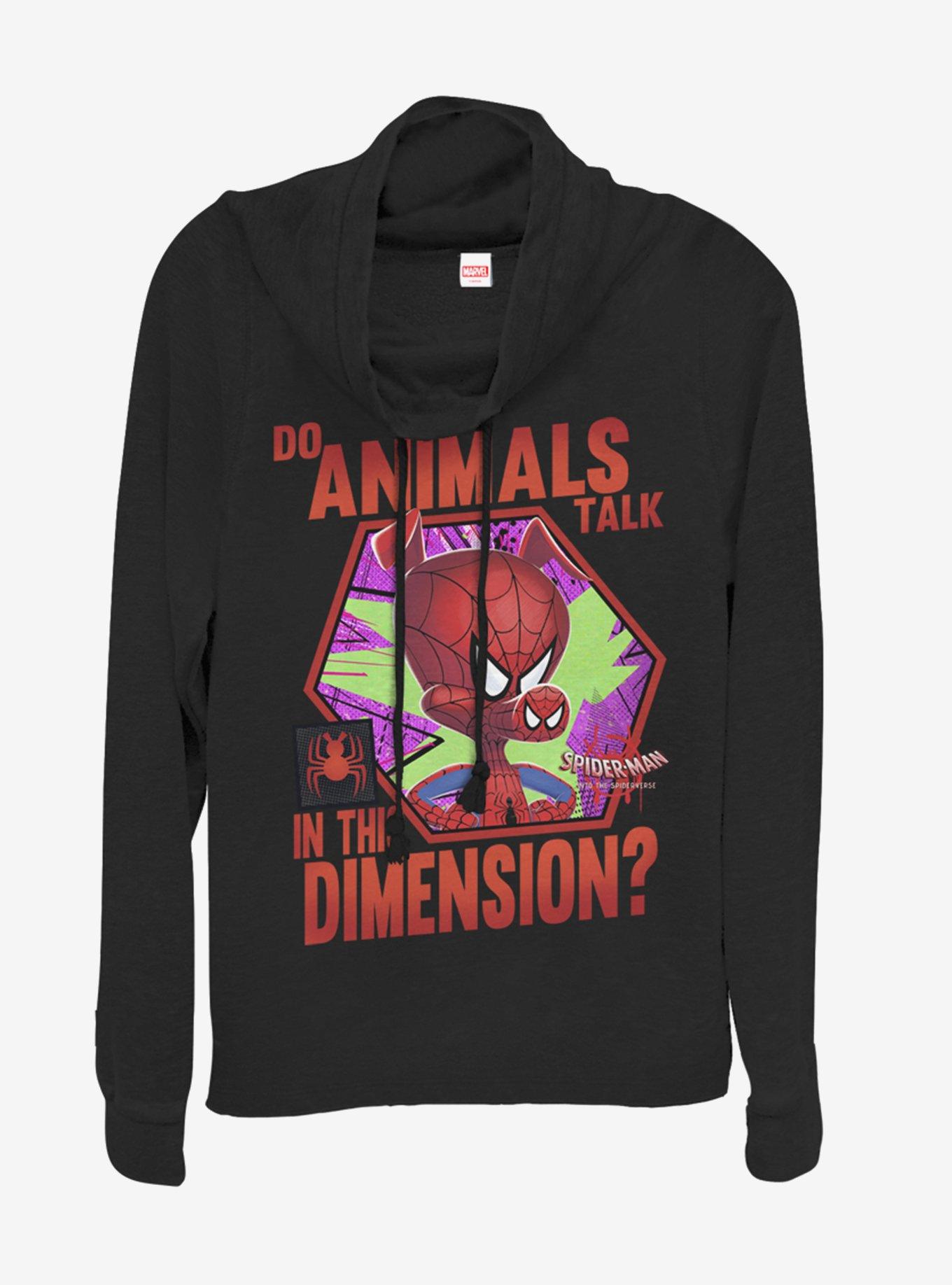 Marvel Spider-Man Animals Talk Cowlneck Long-Sleeve Womens Top