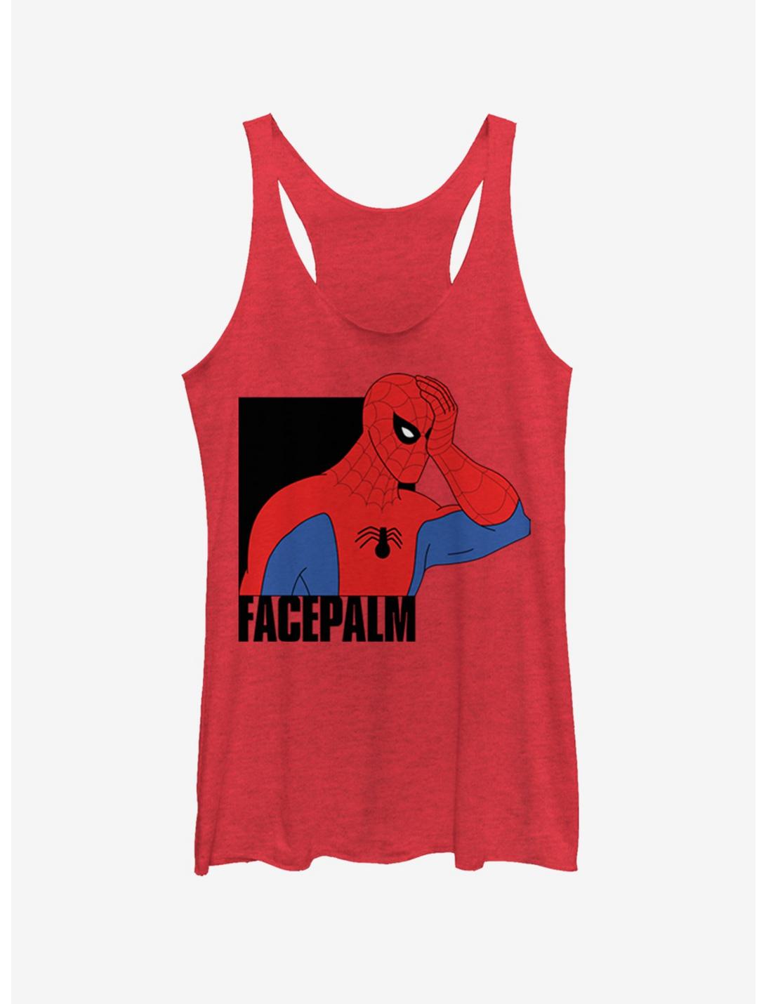 Marvel Spider-Man Facepalm Womens Tank Top, RED HTR, hi-res