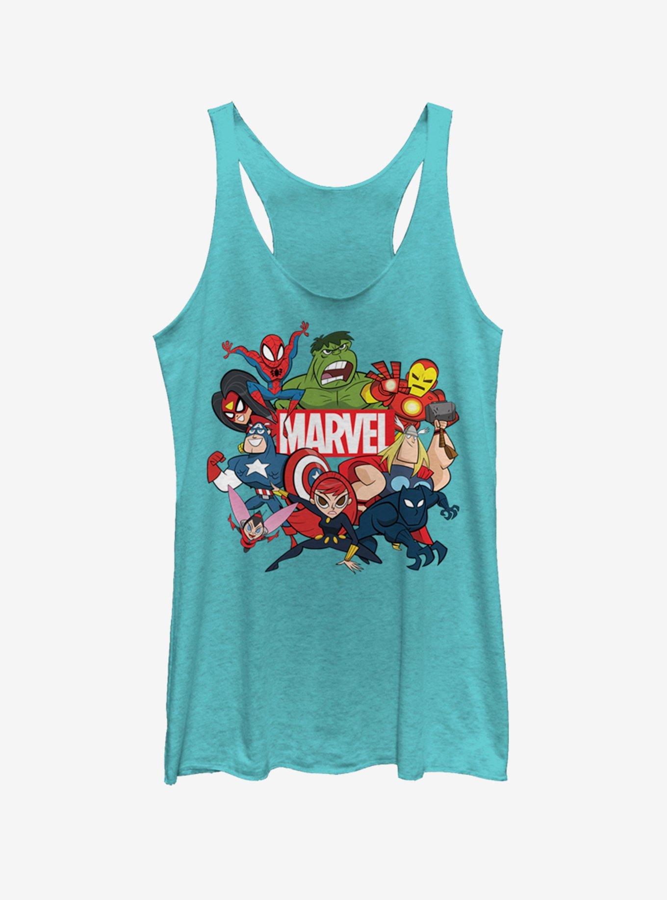Marvel Avengers Group Marvel Retro Womens Tank Top, TAHI BLUE, hi-res