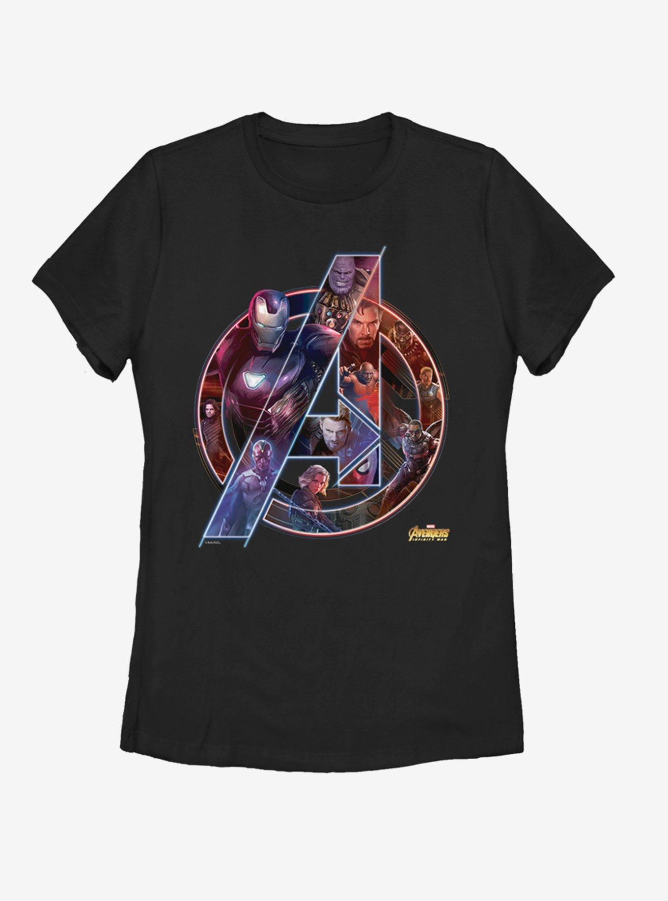 Marvel Avengers: Infinity War Team Neon Womens T-Shirt - BLACK | BoxLunch