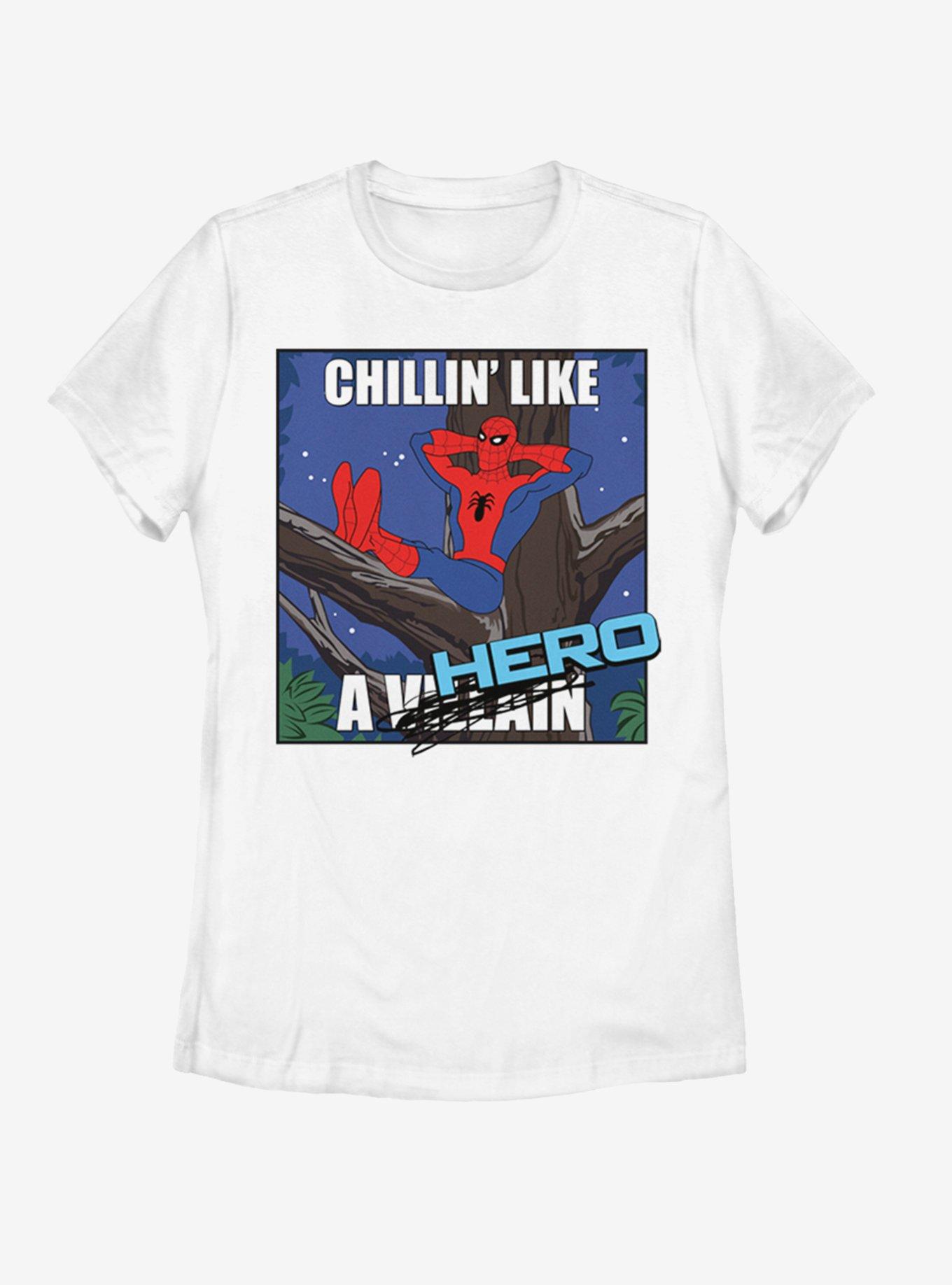 Marvel Spider-Man Chillin Hero Womens T-Shirt, WHITE, hi-res