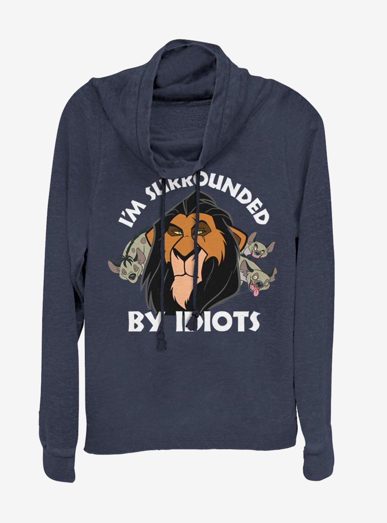Disney The Lion King Surly Scar Cowlneck Long-Sleeve Womens Top , NAVY, hi-res