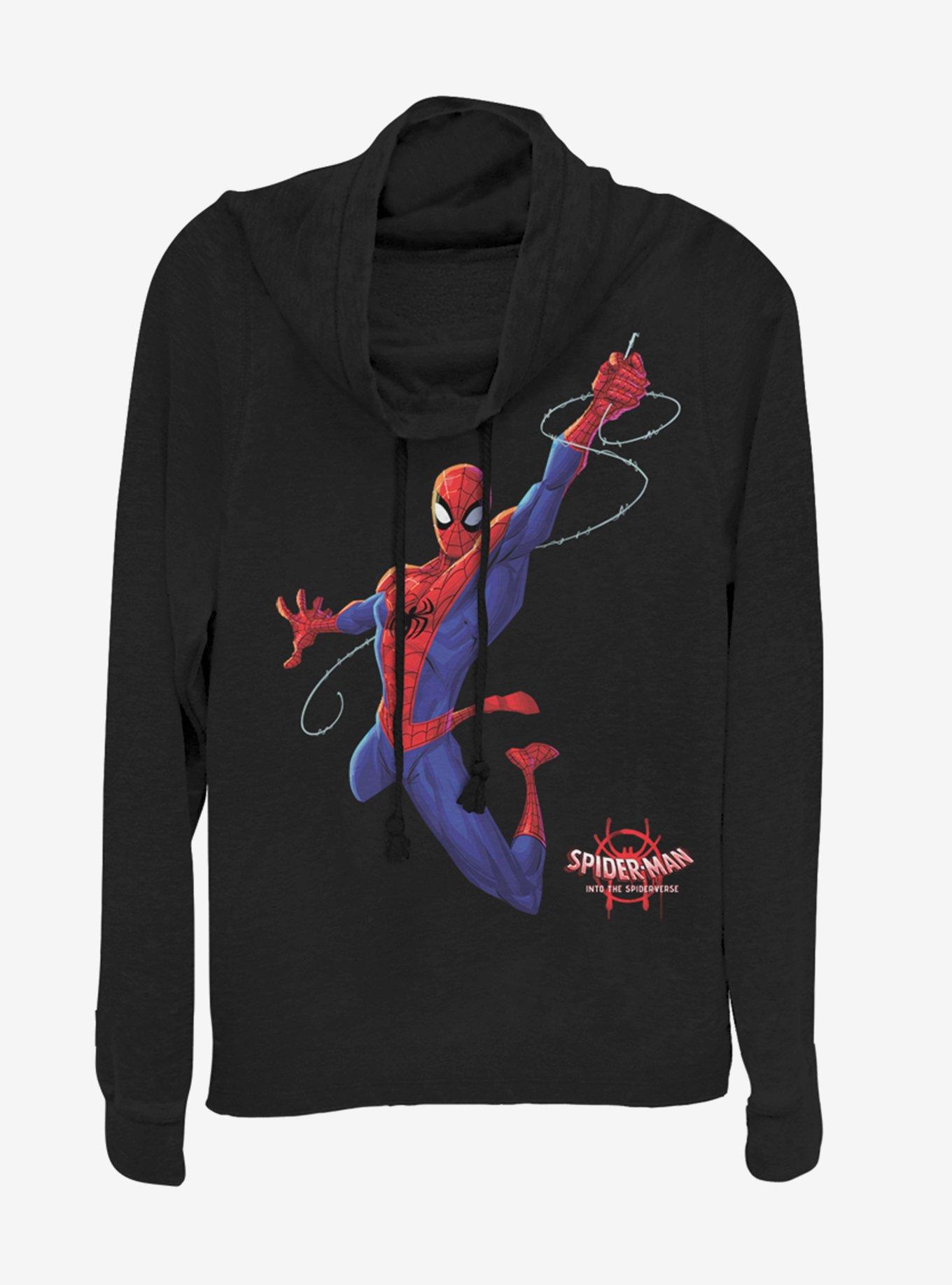 Marvel Spider-Man Real Spider-Man Cowlneck Long-Sleeve Womens Top , BLACK, hi-res