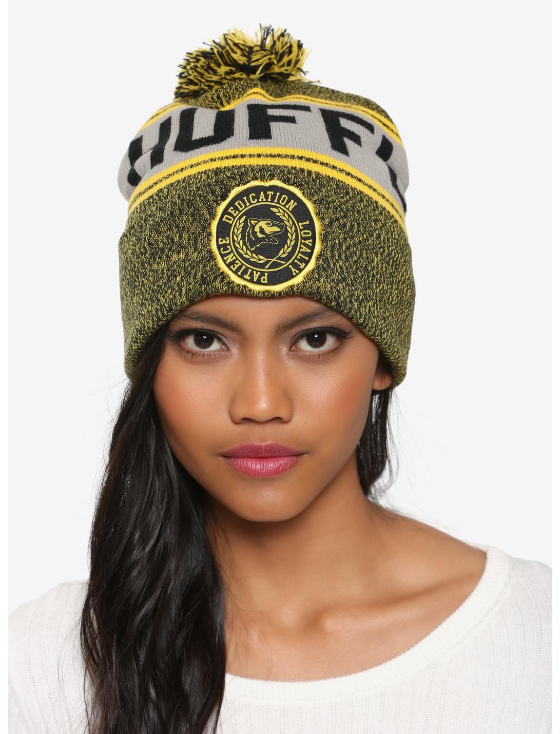 Harry Potter Hufflepuff Pom Cuff Beanie - BoxLunch Exclusive, , hi-res