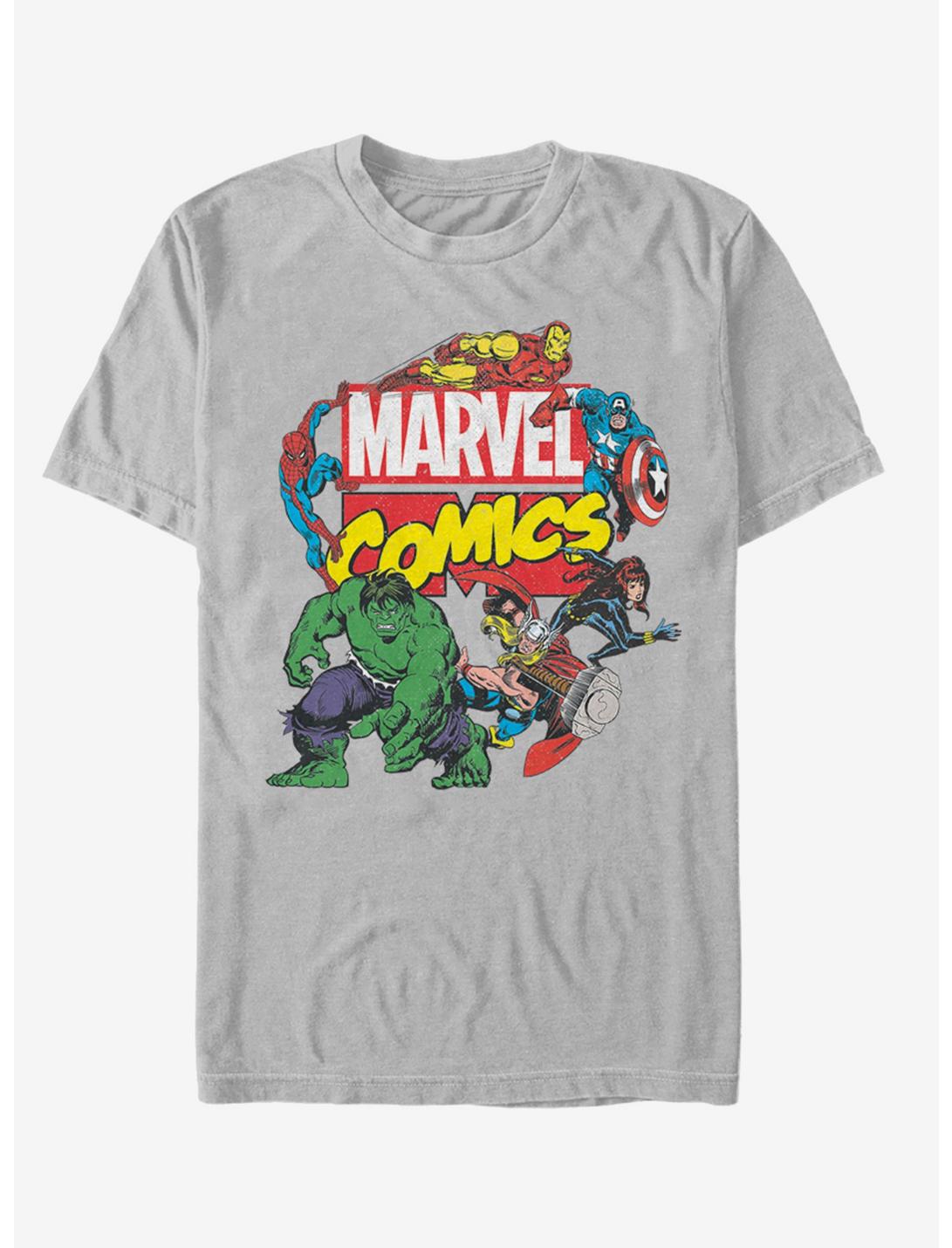 Marvel Avengers Classic Comics Logo T-Shirt, SILVER, hi-res