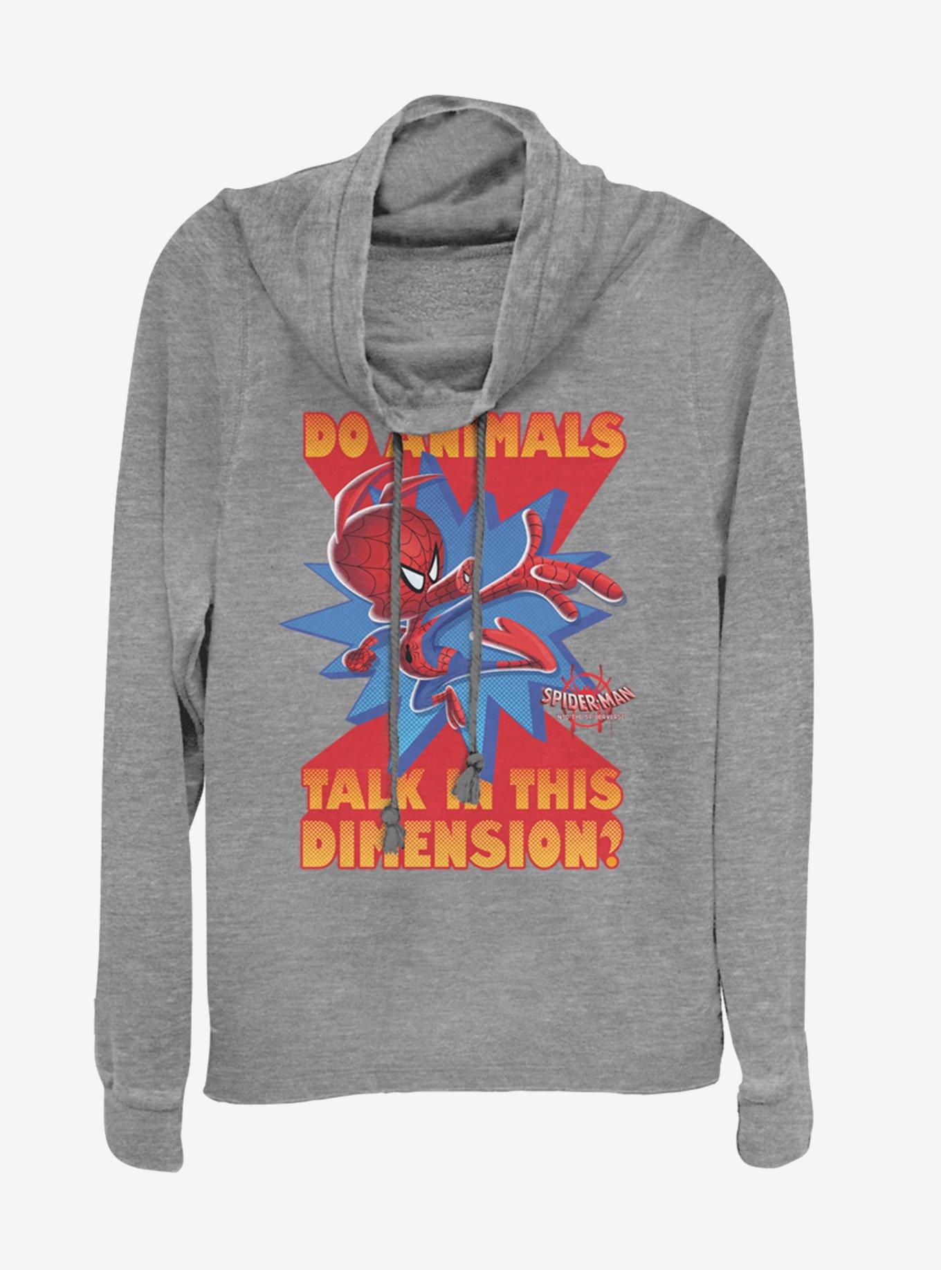 Marvel Spider-Man SpiderHam Cowlneck Long-Sleeve Womens Top , GRAY HTR, hi-res