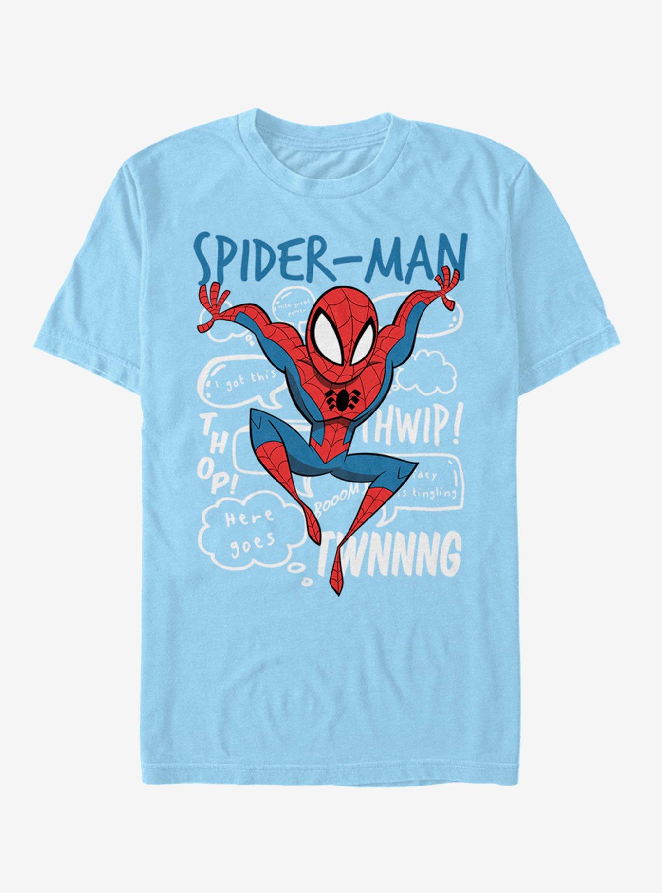Marvel Spider-Man Spidey Doodle Thoughts T-Shirt, LT BLUE, hi-res