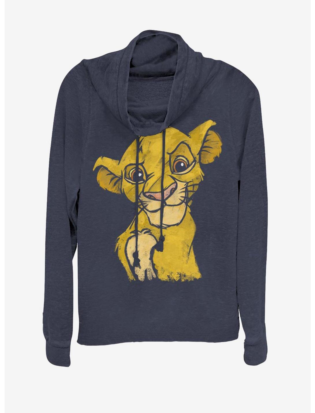 Disney The Lion King Crown Prince Cowlneck Long-Sleeve Womens Top , NAVY, hi-res