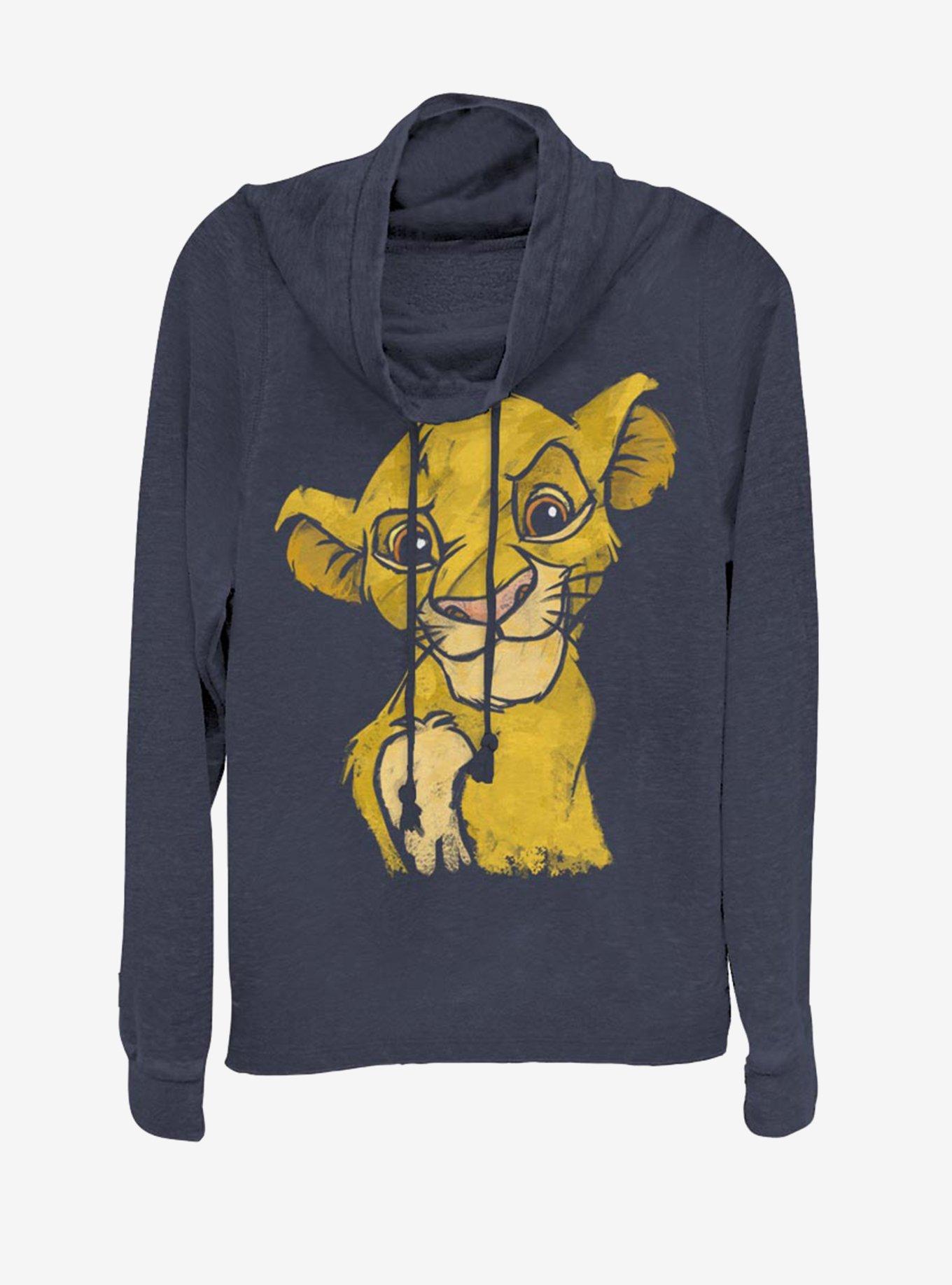 Disney The Lion King Crown Prince Cowlneck Long-Sleeve Womens Top , NAVY, hi-res