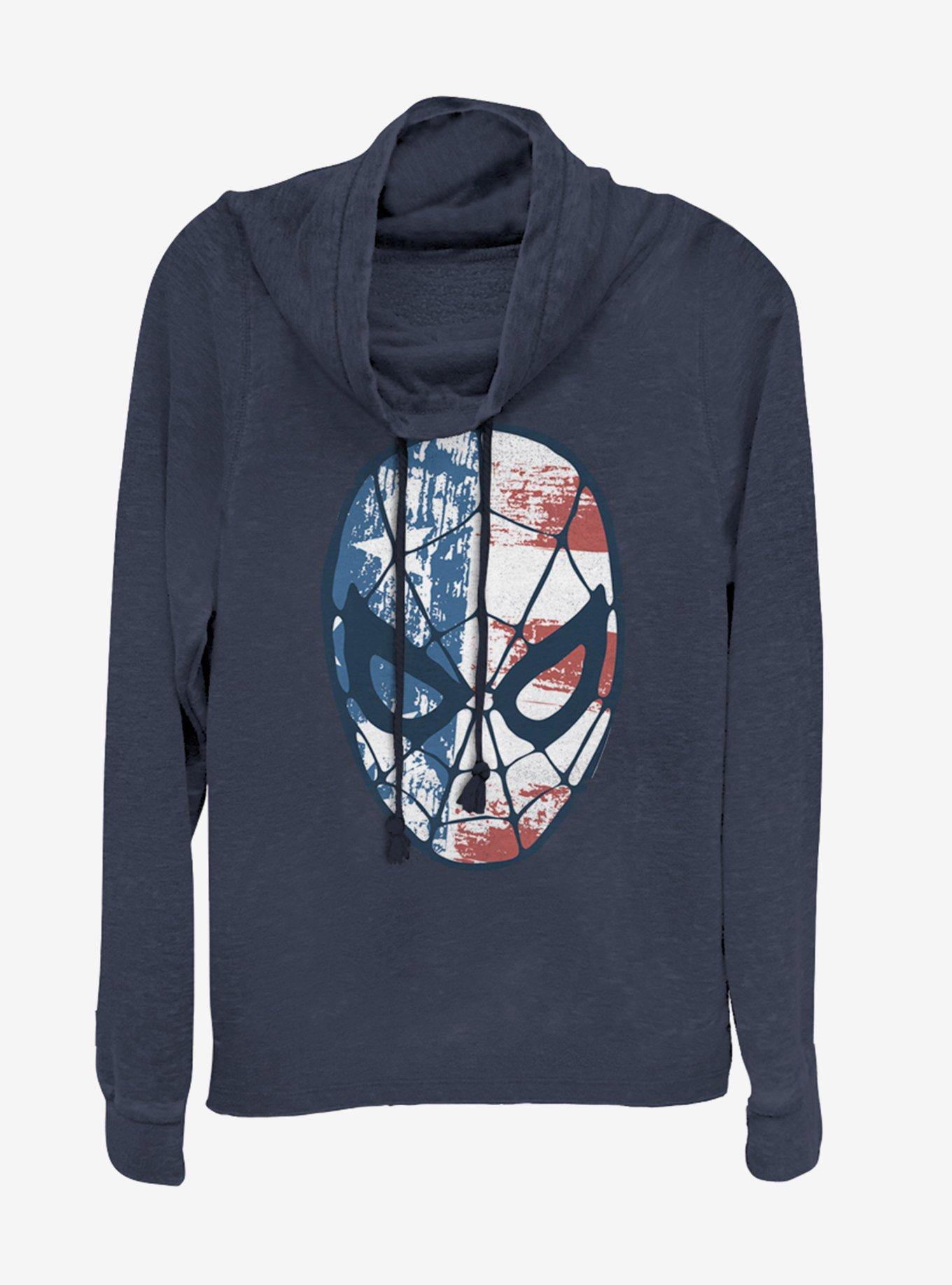 Marvel Spider-Man Spidey Americana Cowlneck Long-Sleeve Womens Top