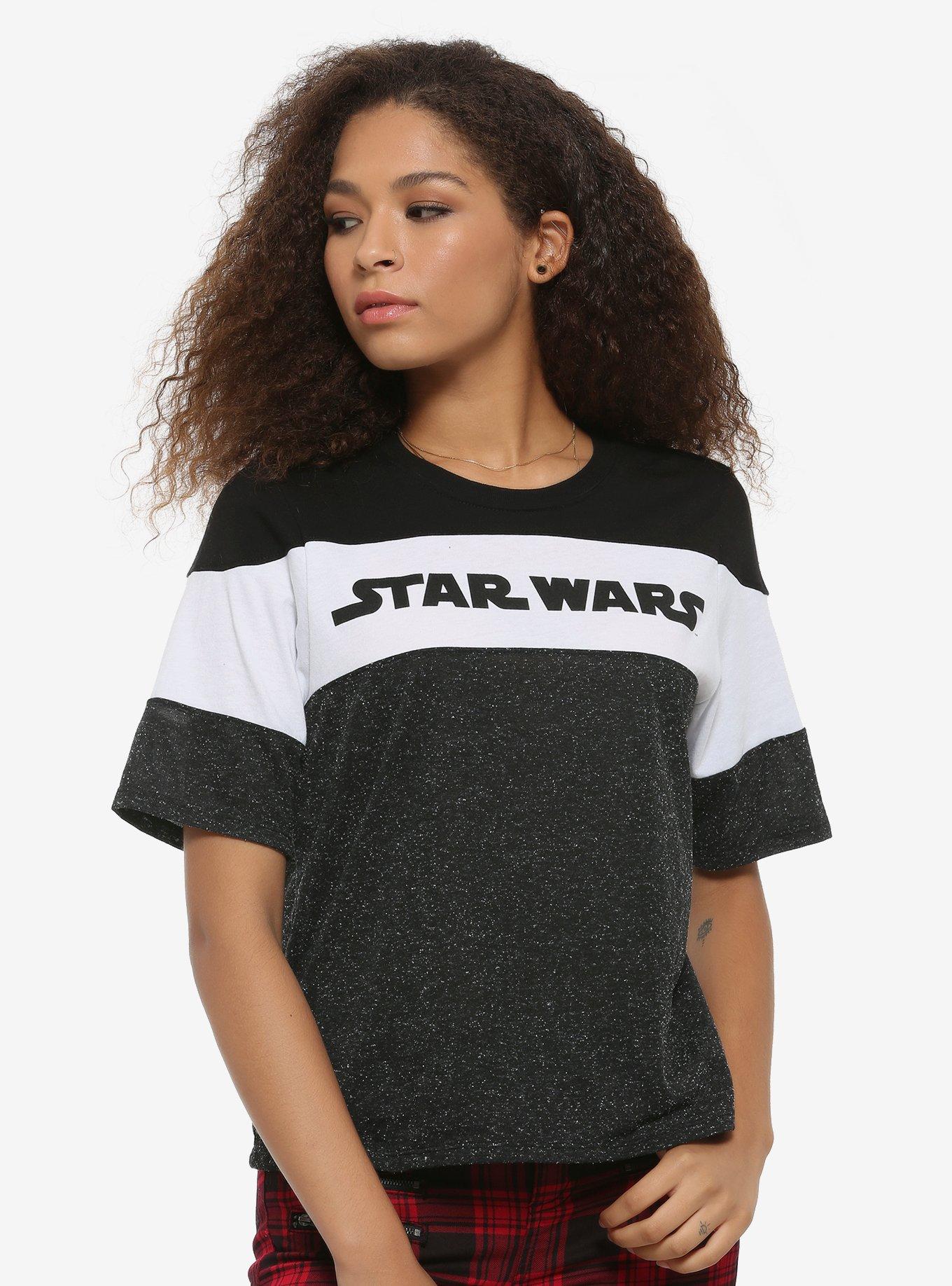 Her Universe Star Wars: The Rise Of Skywalker Logo Color-Block Girls Crop T-Shirt, WHITE, hi-res