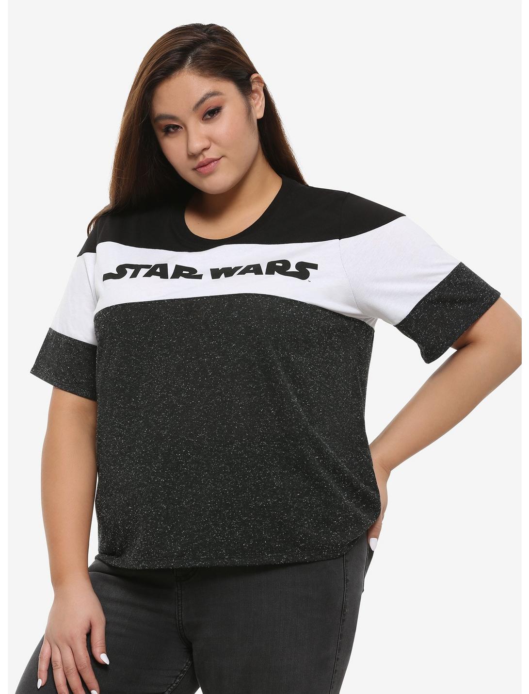 Her Universe Star Wars: The Rise Of Skywalker Logo Color-Block Girls Crop T-Shirt Plus Size, WHITE, hi-res