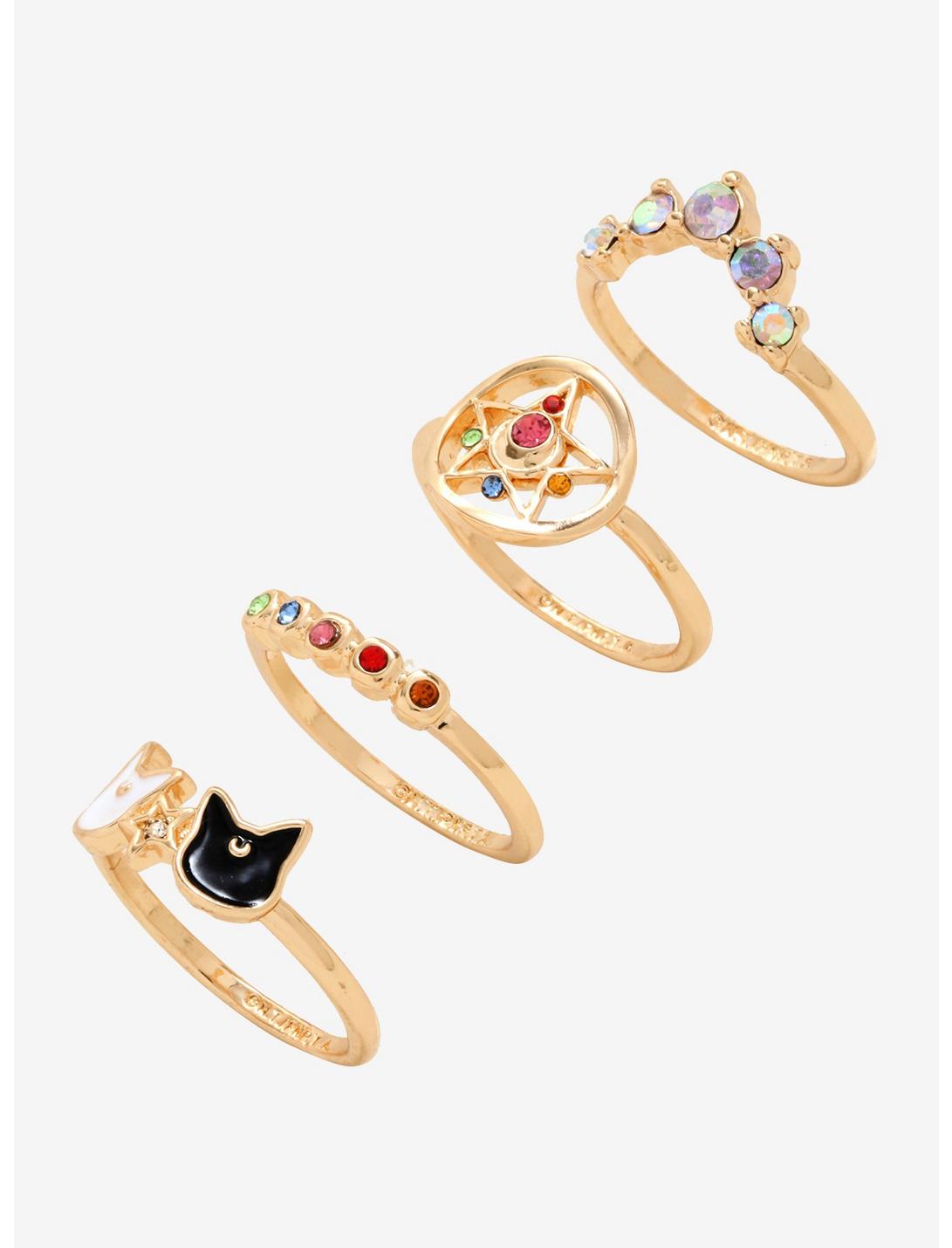 Sailor Moon Stackable Ring Set - BoxLunch Exclusive, MULTI, hi-res