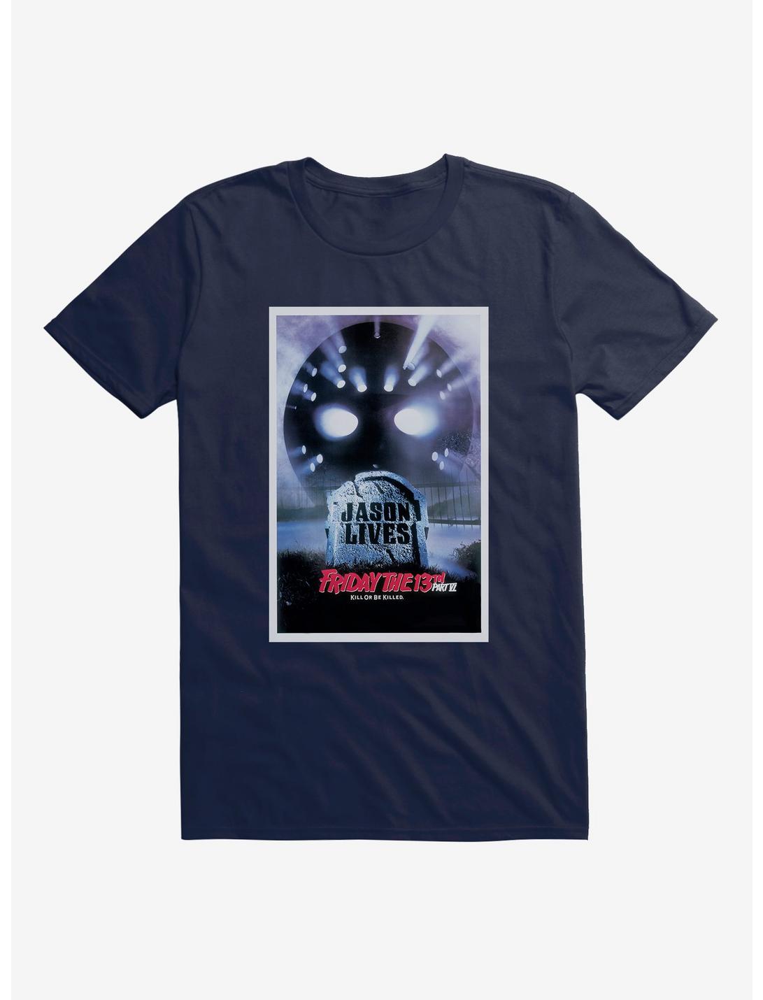 Friday The 13th Jason Lives Poster T-Shirt, MIDNIGHT NAVY, hi-res