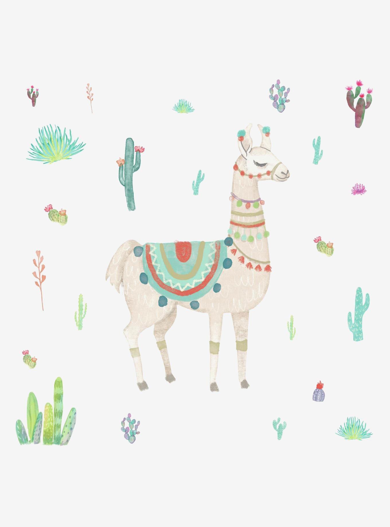 Watercolor Llama Peel And Stick Giant Wall Decals, , hi-res