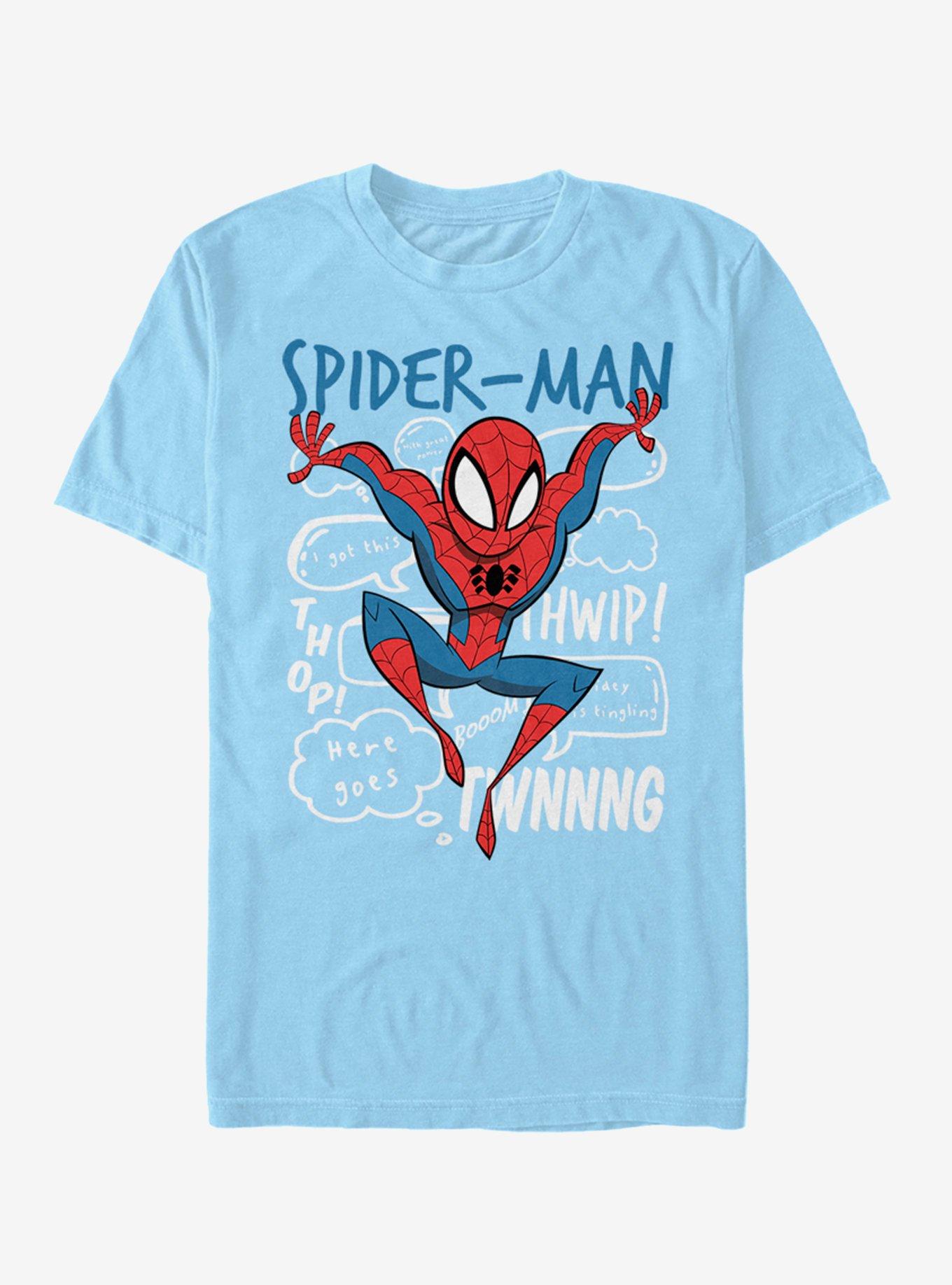 Marvel Spider-Man Spidey Doodle Thoughts T-Shirt, LT BLUE, hi-res
