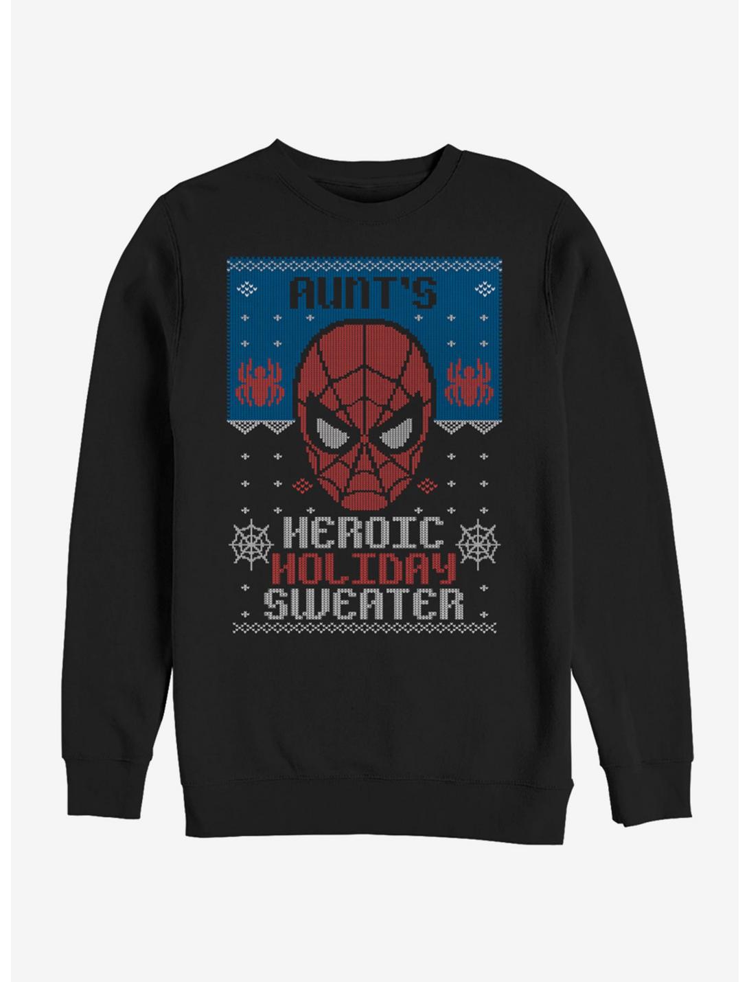 Marvel Spider-Man Holiday Sweater Aunt Sweatshirt, BLACK, hi-res