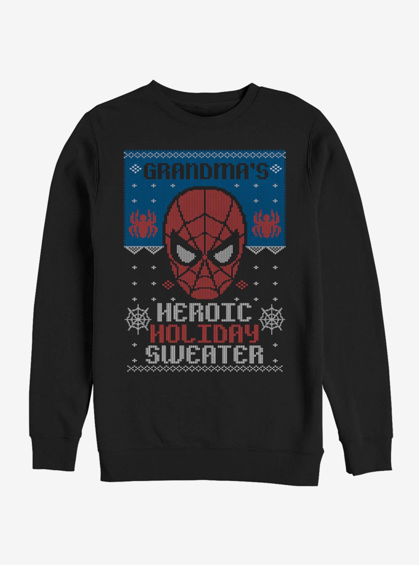 Marvel Spider-Man Holiday Sweater Grandma Sweatshirt, BLACK, hi-res