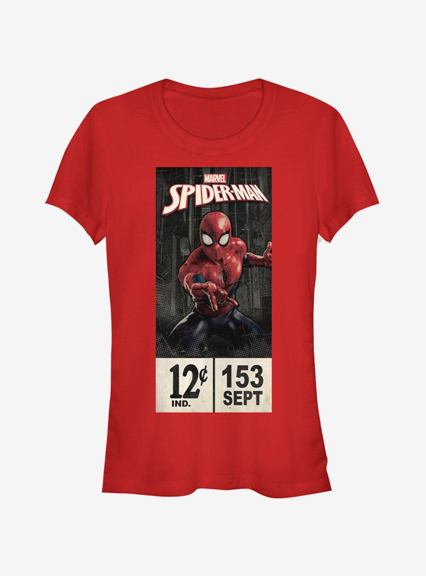 Marvel Spider-Man Spider-Man Labels Girls T-Shirt, RED, hi-res