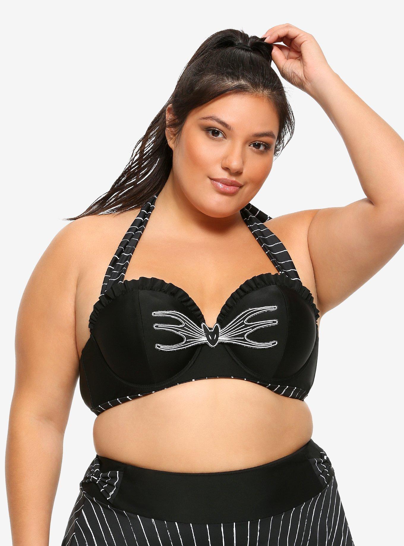 The Nightmare Before Christmas Jack Skellington Halter Swim Top Plus Size, MULTI, hi-res
