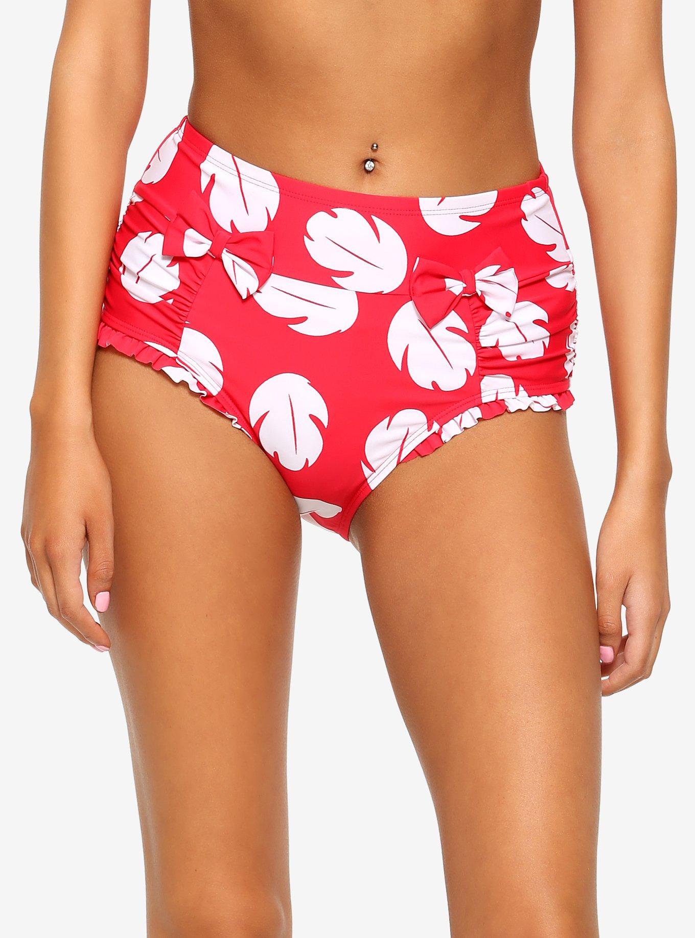 Disney Lilo & Stitch Leaf Print High-Waisted Swim Bottoms, MULTI, hi-res