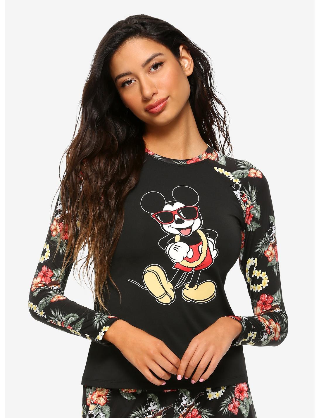 Disney Mickey Mouse & Minnie Mouse Tropical Girls Rash Guard, MULTI, hi-res