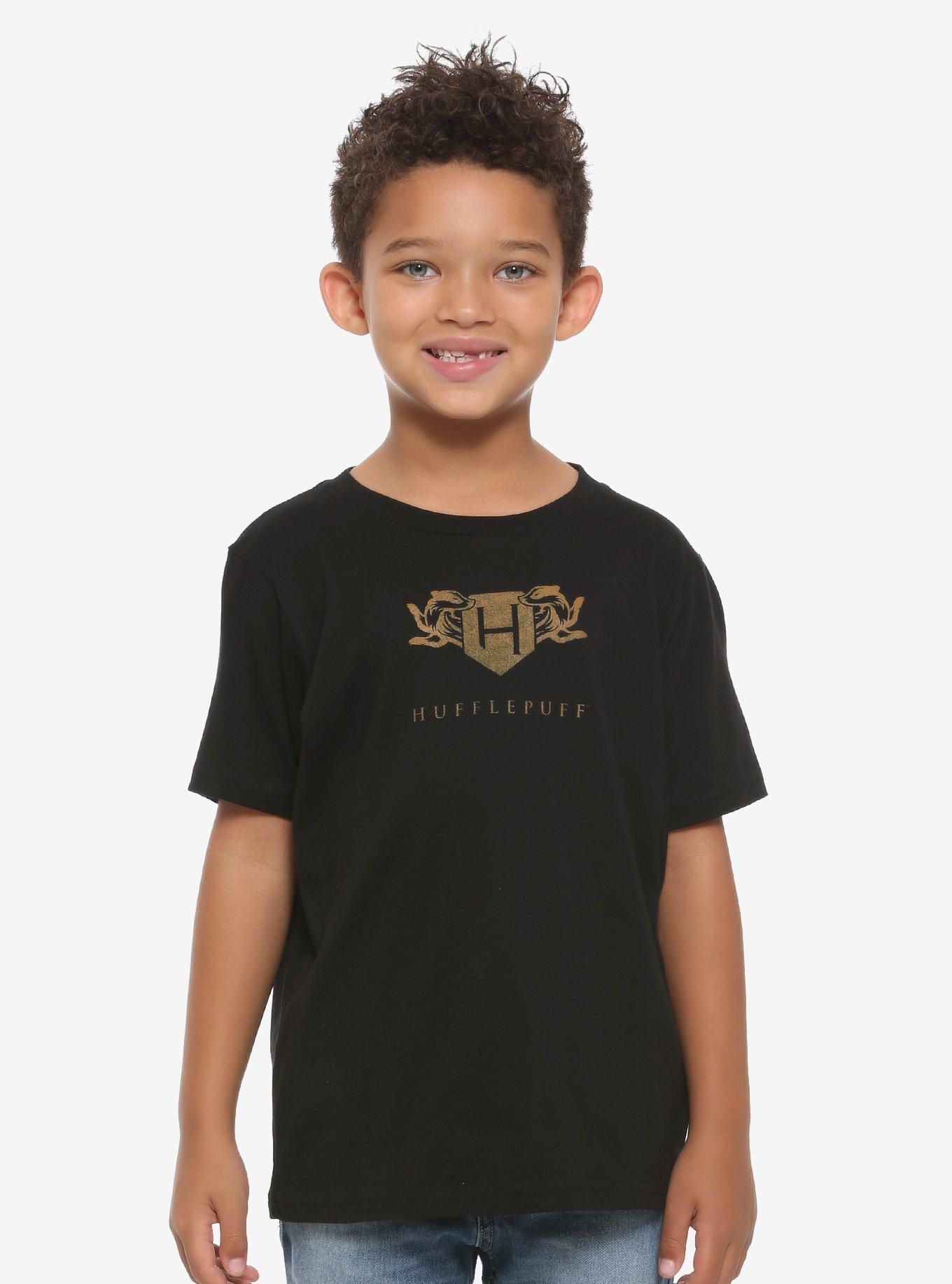 Harry Potter Hufflepuff Crest Youth T-Shirt - BoxLunch Exclusive, BLACK, hi-res