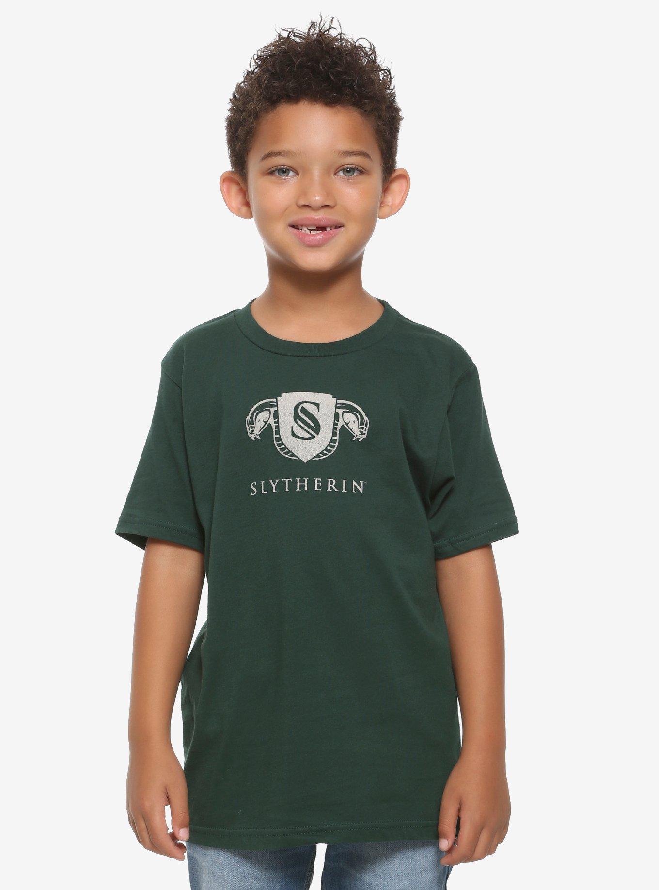 Harry Potter Slytherin Crest Youth T-Shirt - BoxLunch Exclusive, GREEN, hi-res
