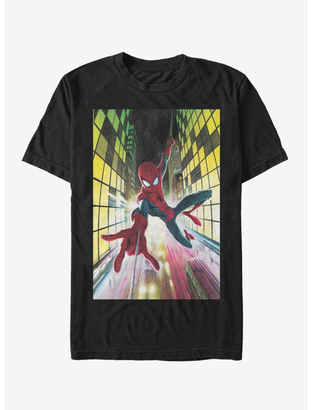 Marvel Spider-Man Swinging Spider-Man Jan.19 T-Shirt, BLACK, hi-res